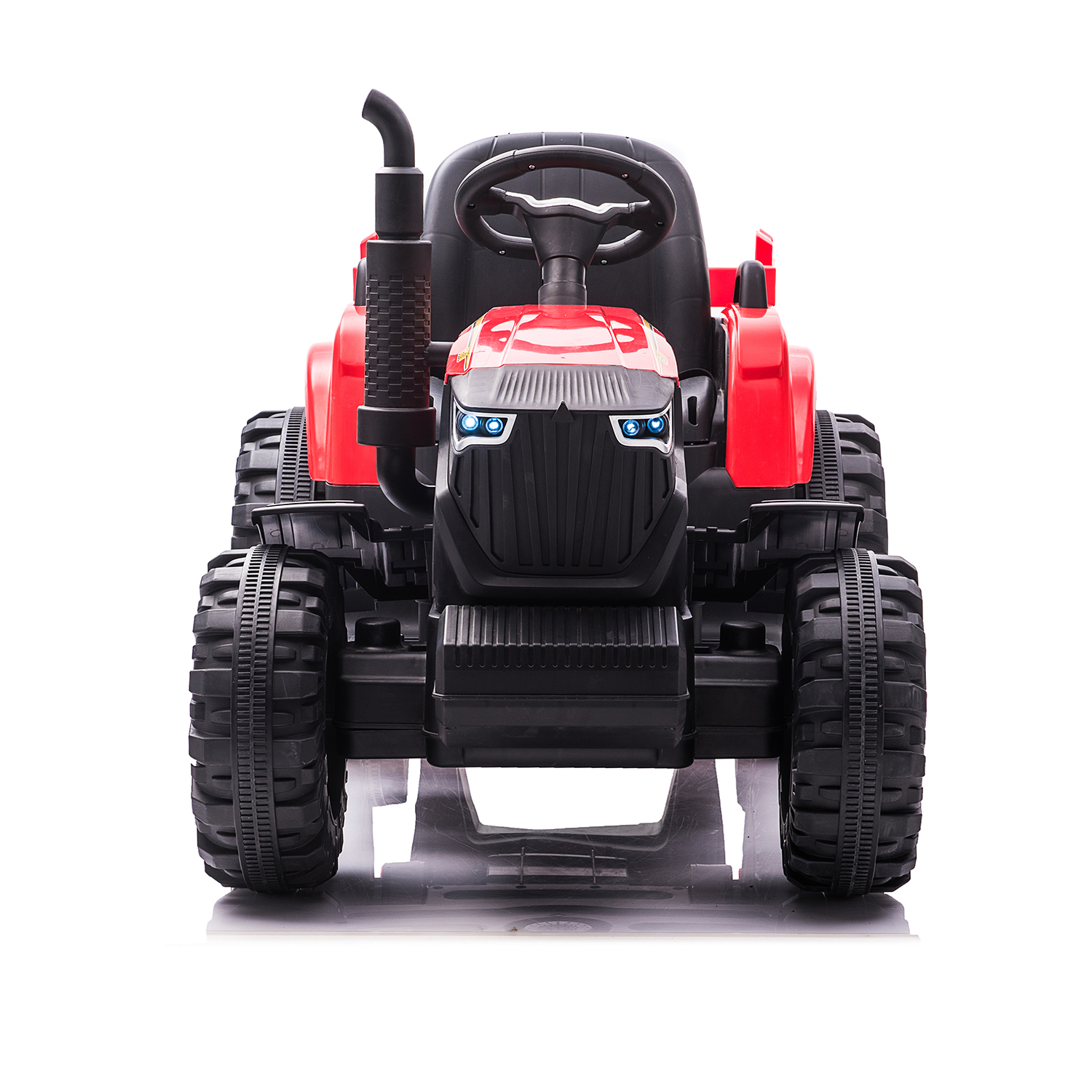 CIPACHO 24V Electric Ride On Tractor Car for Kids with Trailer, USB, LED Lights, Safety Belt, Tractor Sound (No Music), Red