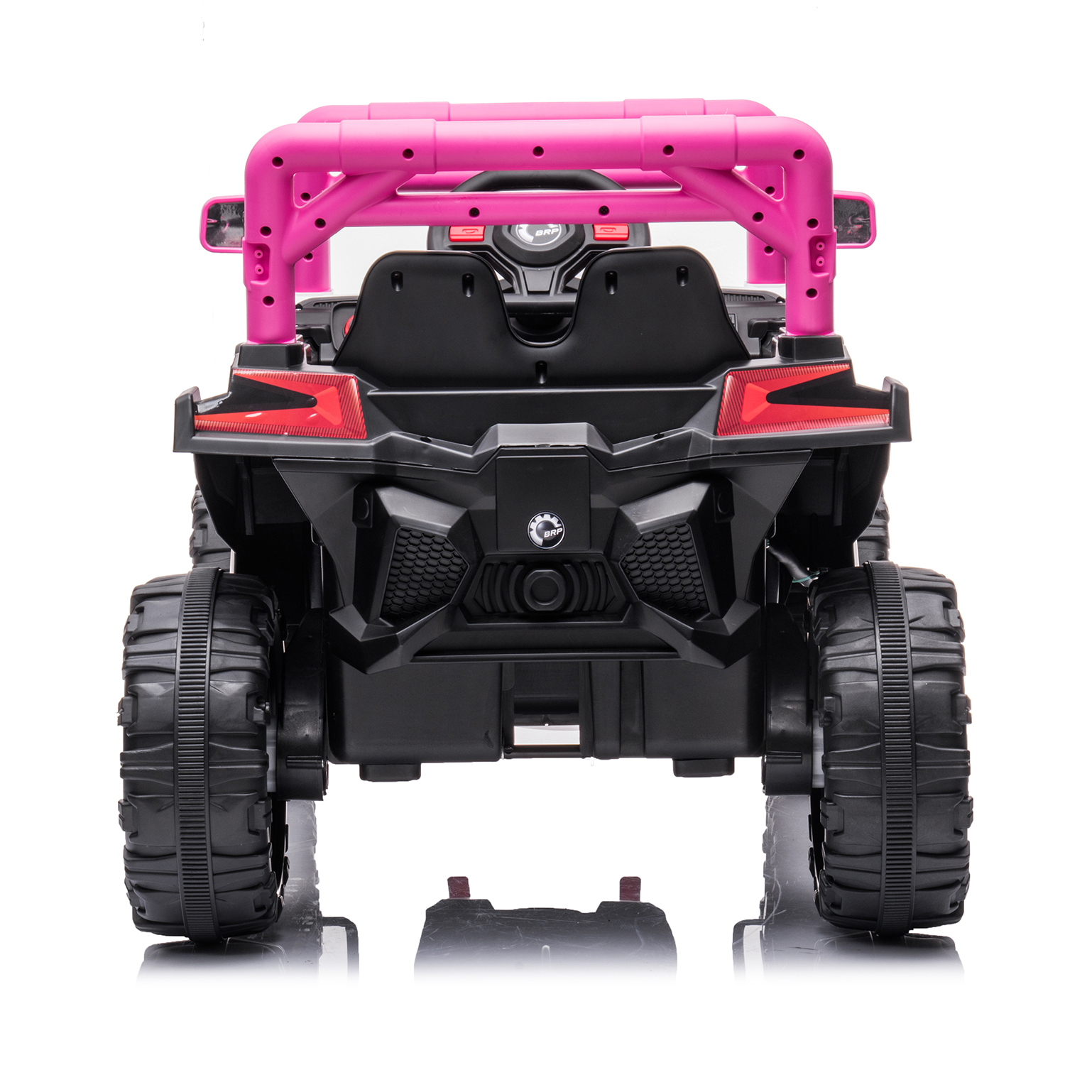 CIPACHO 12V Powered Ride Ons Four Wheel Drive Leather Electric Kids Car with R/C, Seat Belt four Wheel Absorber, Pink