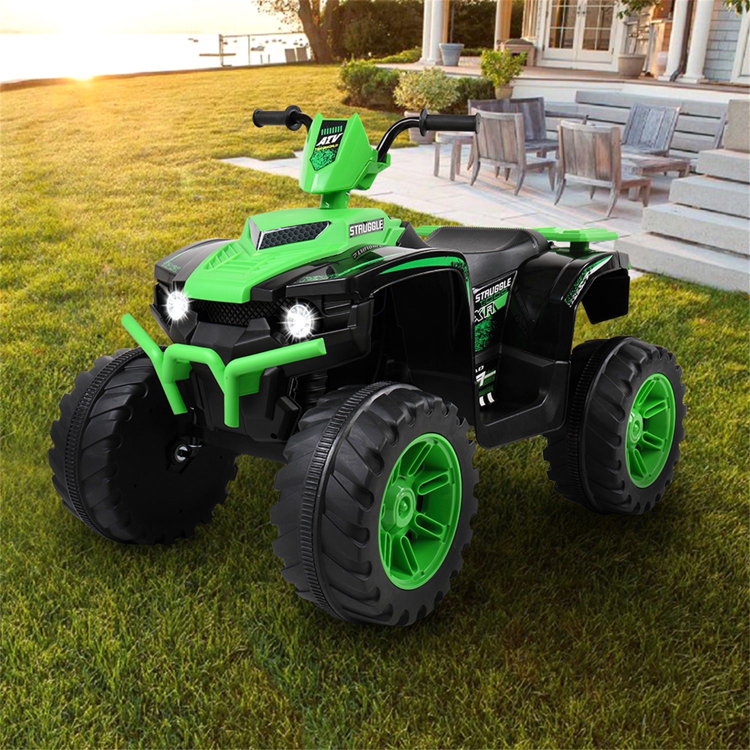 CIPACHO Kids Ride-on ATV 12V Battery Powered Four Wheeler Car with Music for 3 to 7 Years Old, Green