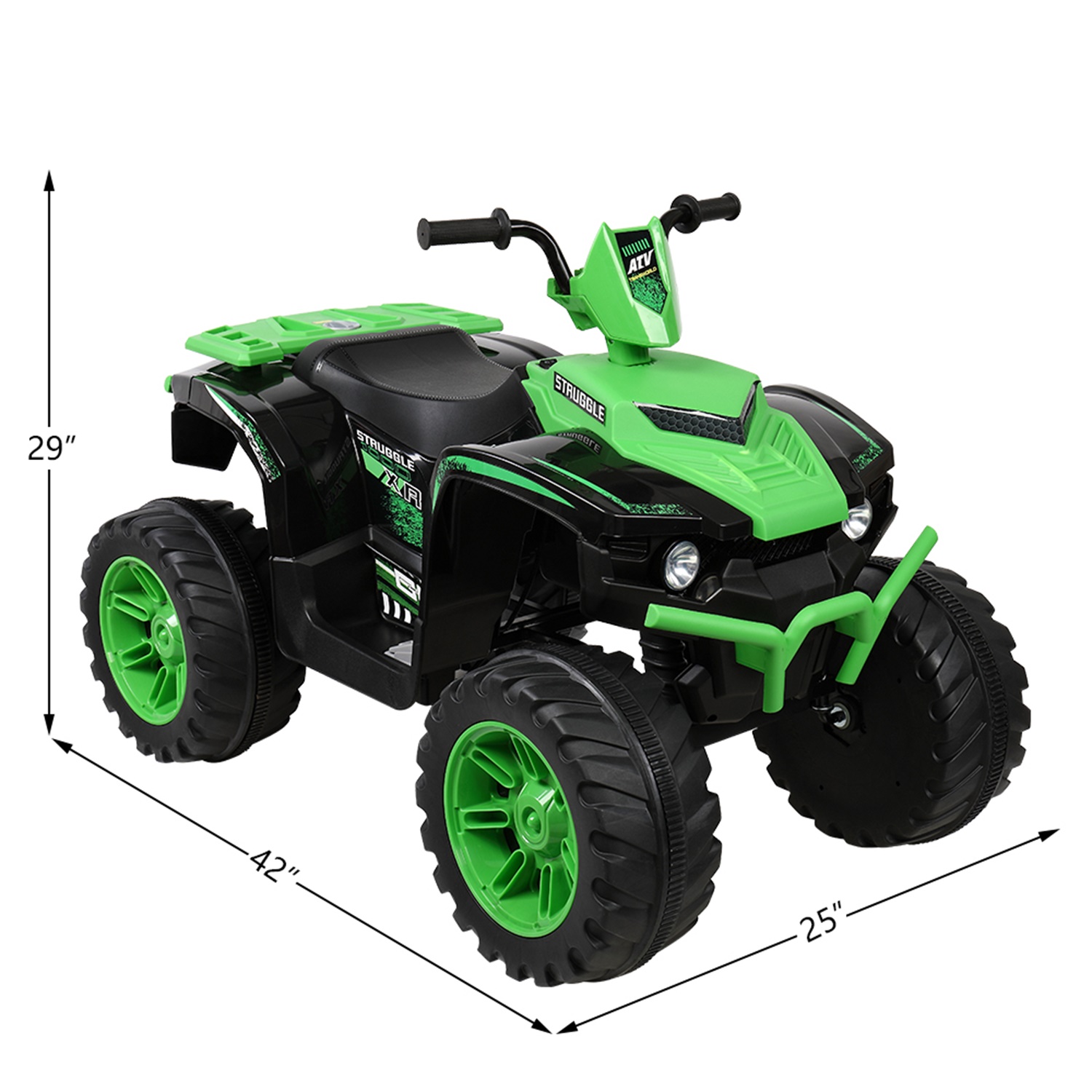 CIPACHO 12V ATV Dual Drive Battery Kids Ride On Cars without Remote Control with Slow Start, Green