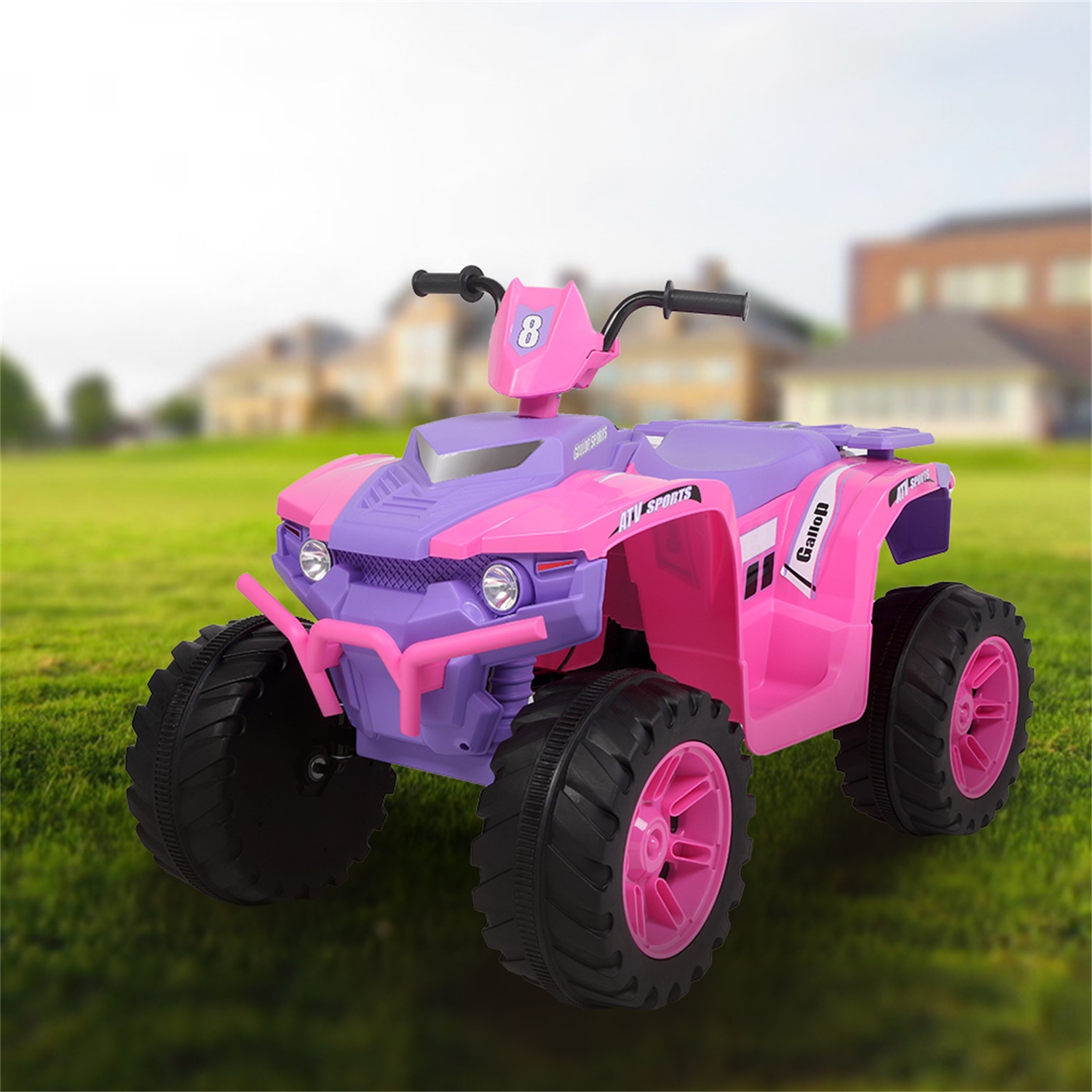 CIPACHO 12V ATV Dual Drive Battery Kids Ride On Cars without Remote Control with Slow Start, Pink