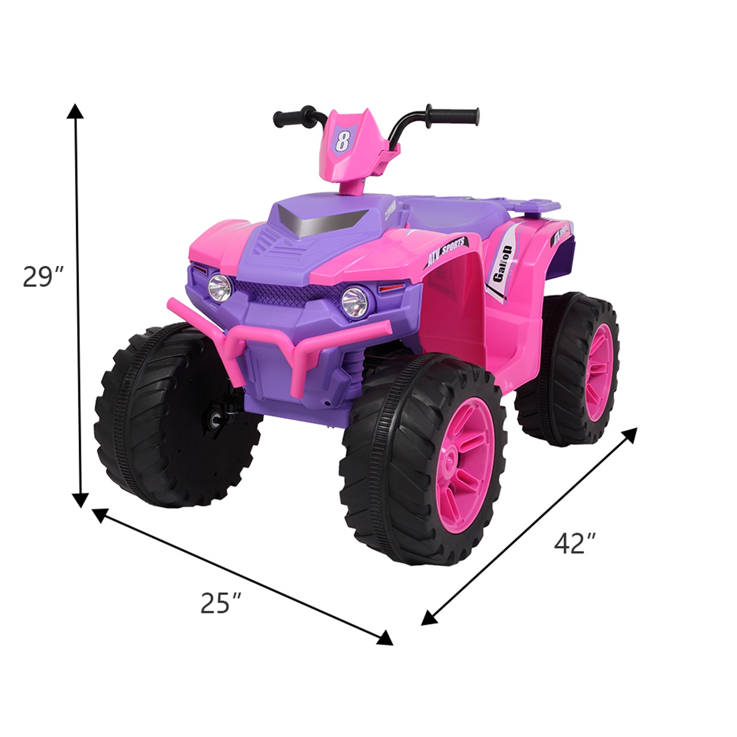 CIPACHO 12V ATV Dual Drive Battery Kids Ride On Cars without Remote Control with Slow Start, Pink