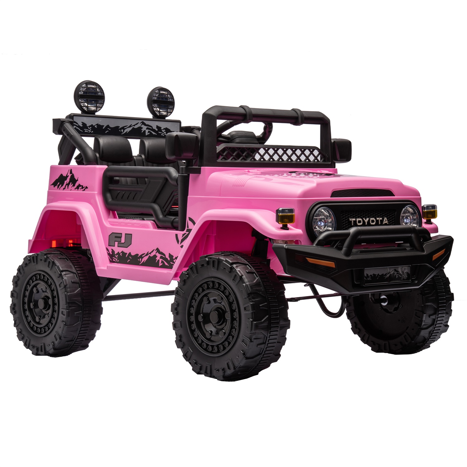 CIPACHO 12V Kids Ride On Truck Car with Parent Remote Control, Licensed TOYOTA FJ Cruiser Kids Electric Car, Pink