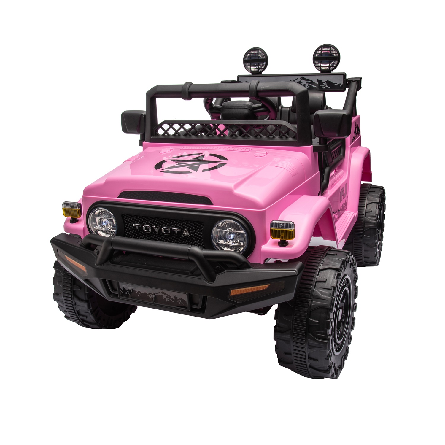 CIPACHO Licensed TOYOTA FJ Cruiser 12V Powered Ride On Car with Remote Control, Electric Car for Kids, Pink