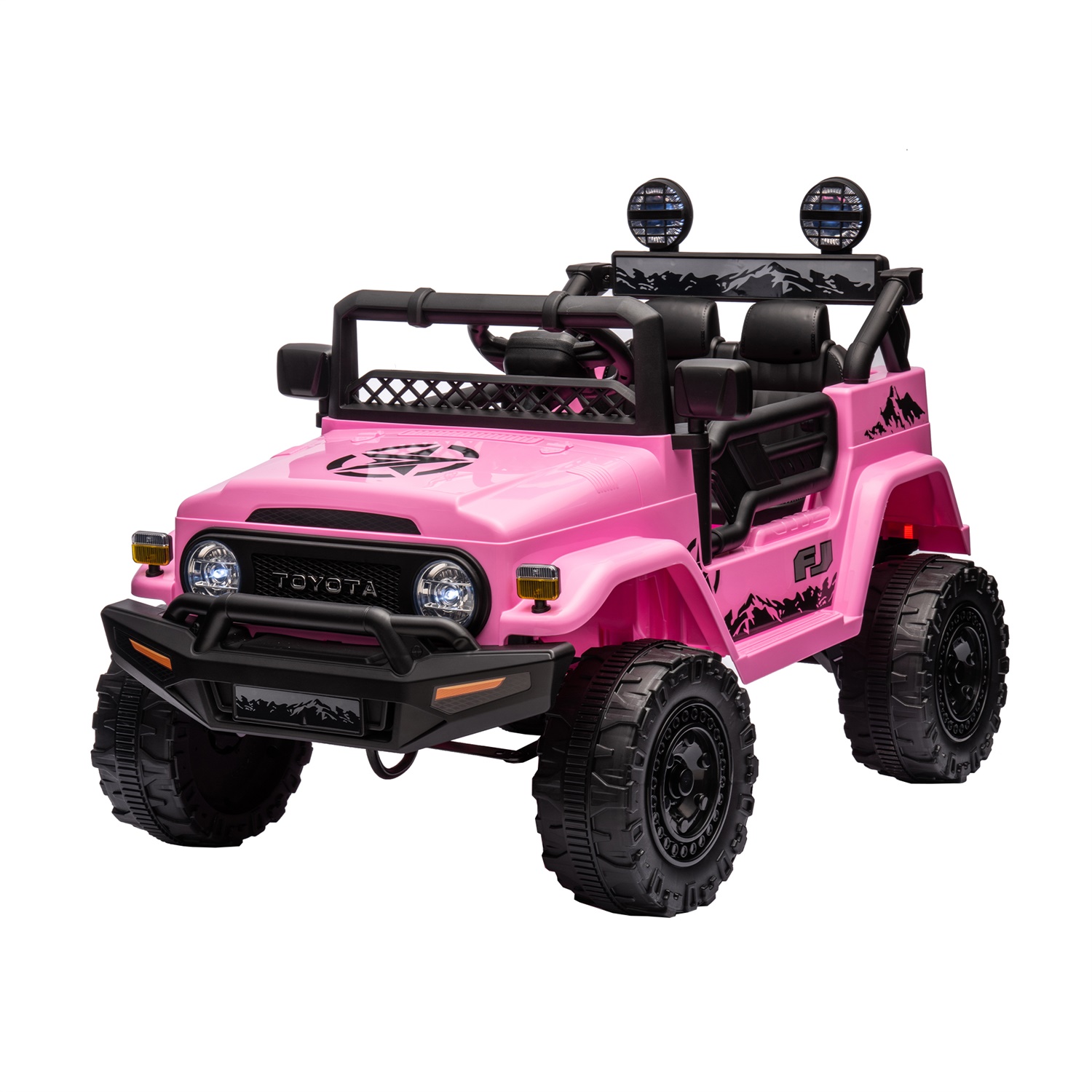 CIPACHO 12V Kids Ride On Truck Car with Parent Remote Control, Licensed TOYOTA FJ Cruiser Kids Electric Car, Pink