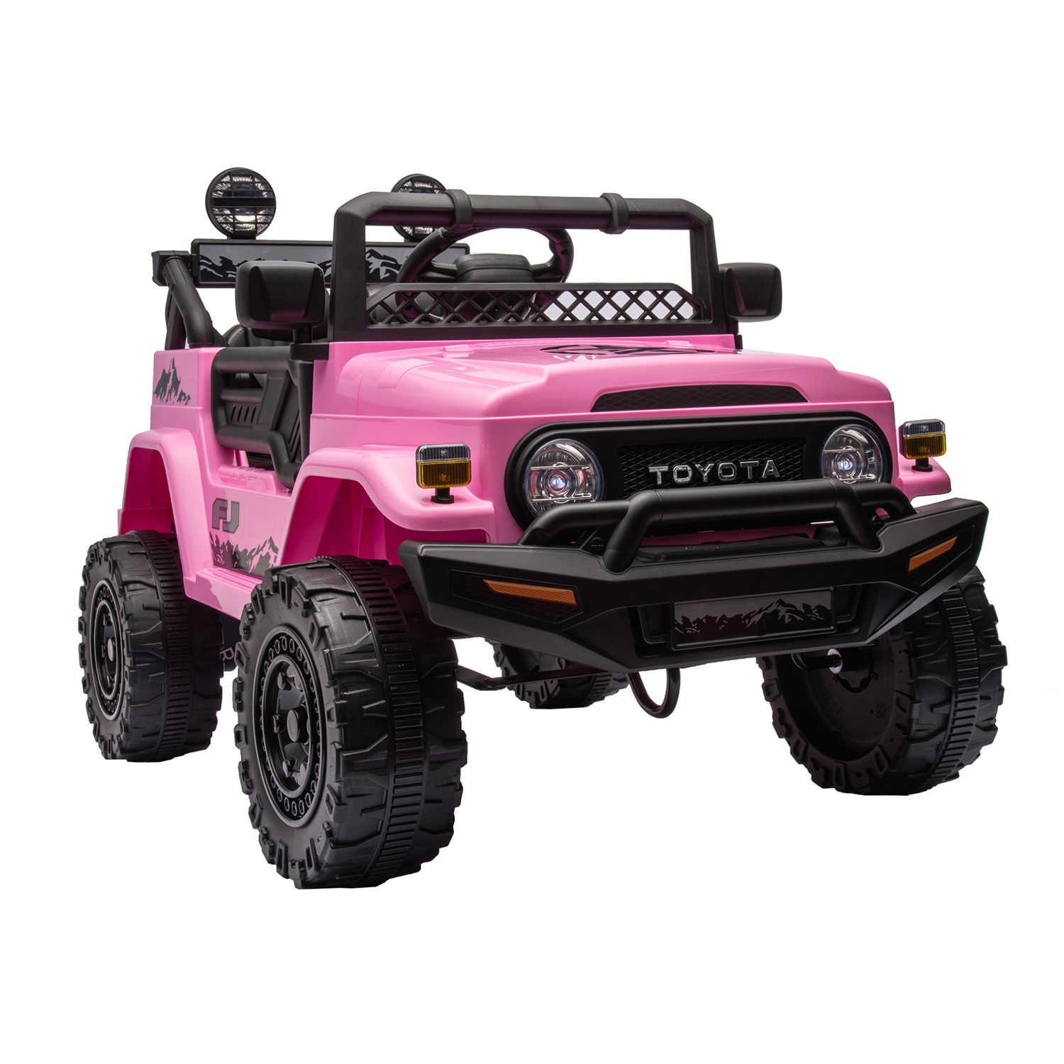 CIPACHO 12V Kids Ride On Truck Car with Parent Remote Control, Licensed TOYOTA FJ Cruiser Kids Electric Car, Pink