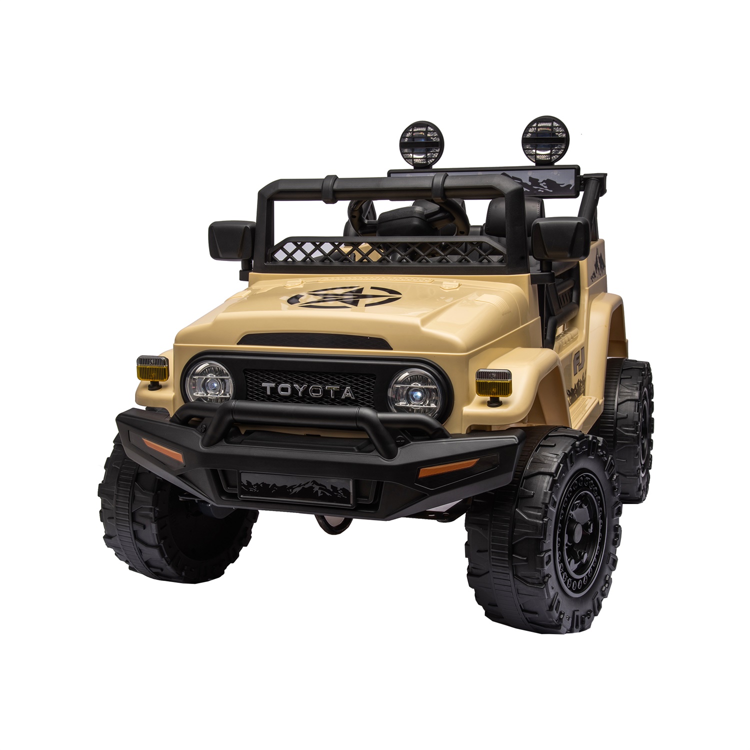 CIPACHO Licensed TOYOTA FJ Cruiser 12V Powered Ride On Car with Remote Control, Electric Car for Kids, Beige