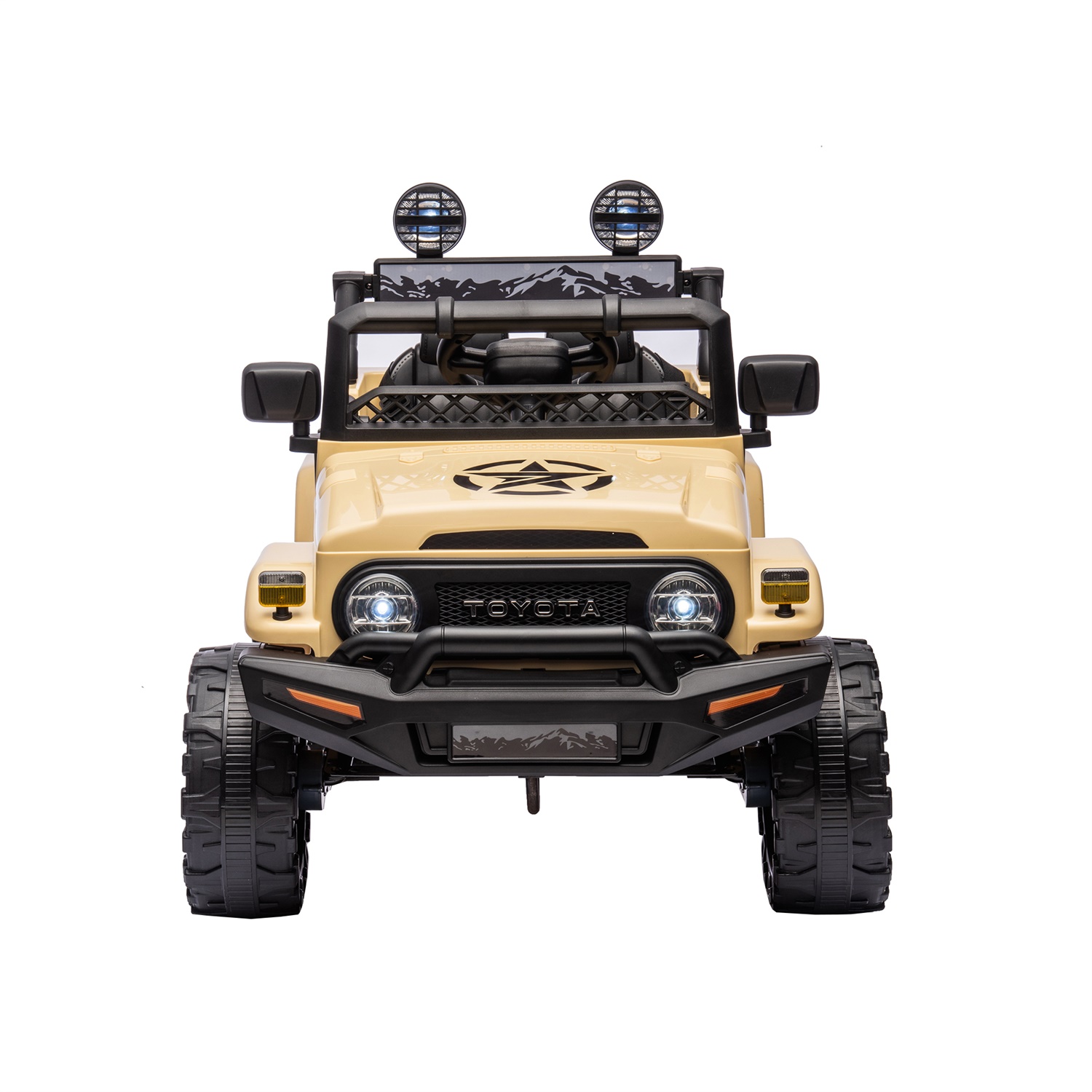 CIPACHO 12V Kids Ride On Truck Car with Parent Remote Control, Licensed TOYOTA FJ Cruiser Kids Electric Car, Beige