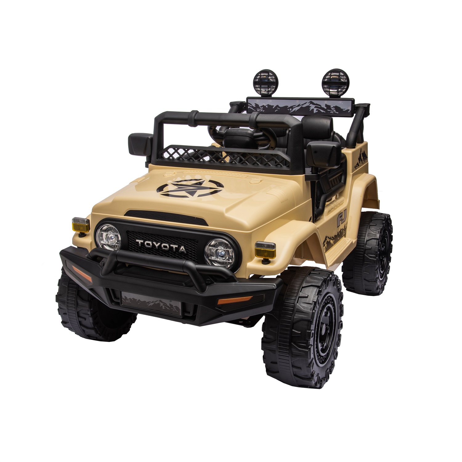 CIPACHO Licensed TOYOTA FJ Cruiser 12V Powered Ride On Car with Remote Control, Electric Car for Kids, Beige