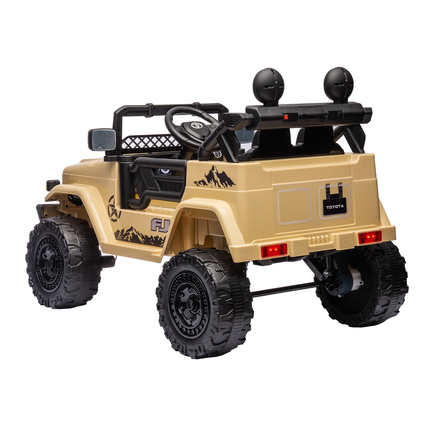 CIPACHO Licensed TOYOTA FJ Cruiser 12V Powered Ride On Car with Remote Control, Electric Car for Kids, Beige