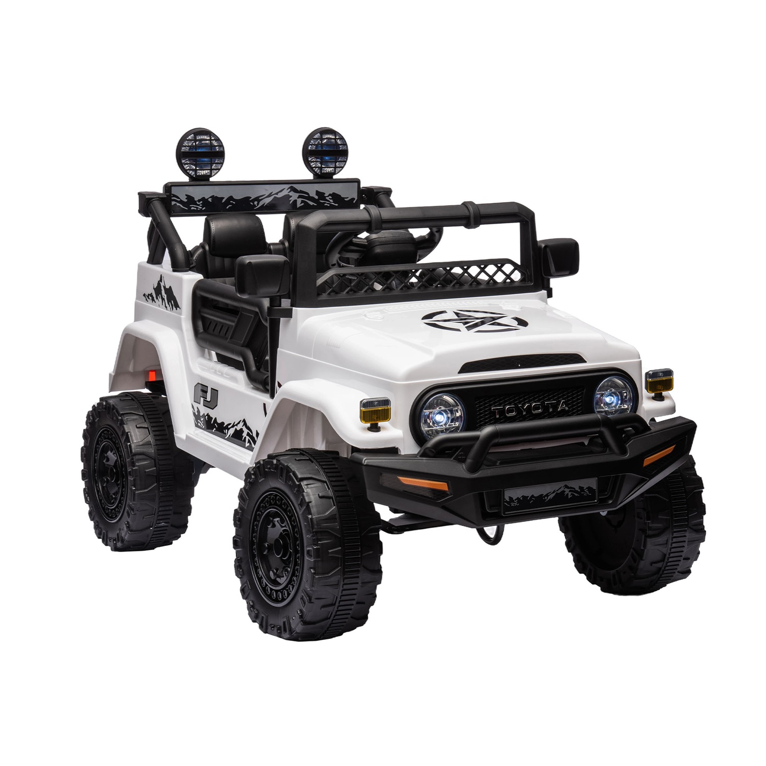 CIPACHO 12V Kids Ride On Truck Car with Parent Remote Control, Licensed TOYOTA FJ Cruiser Kids Electric Car, White