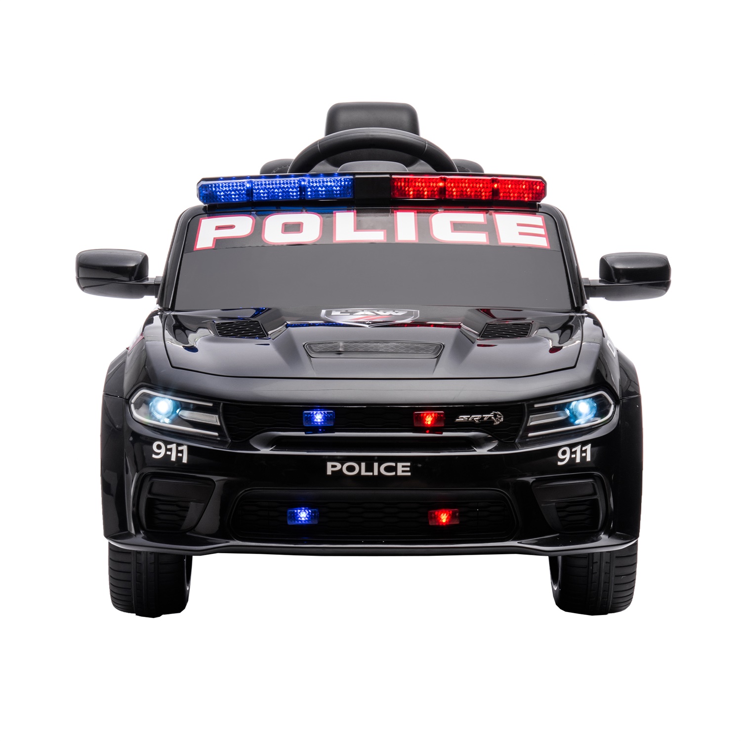 CIPACHO 12V Ride On Police Car, Licensed Dodge Charger Electric Cop Car for Kids, Truck for Boys Girls, Black