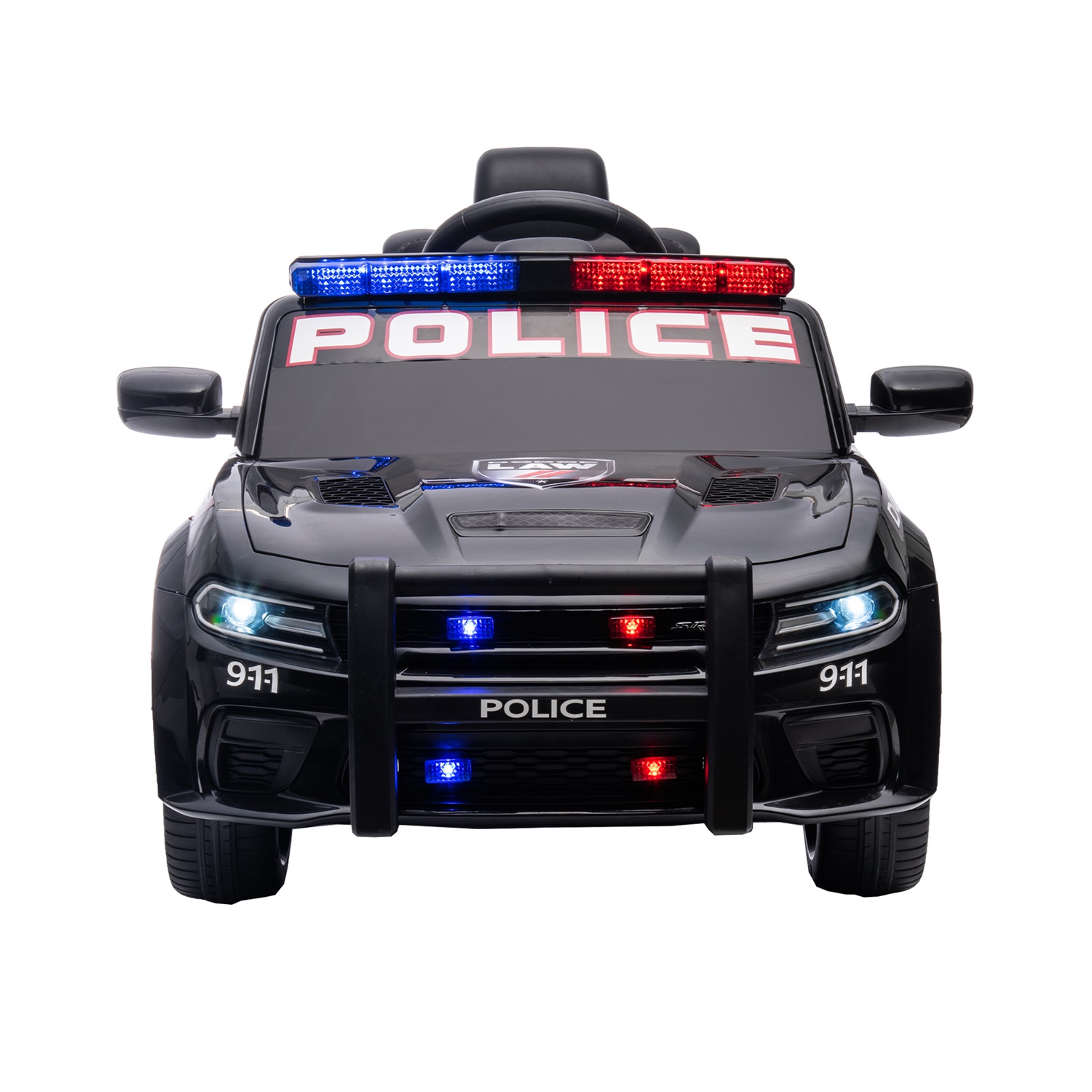 CIPACHO 12V Ride On Police Car, Licensed Dodge Charger Electric Cop Car for Kids, Truck for Boys Girls, Black