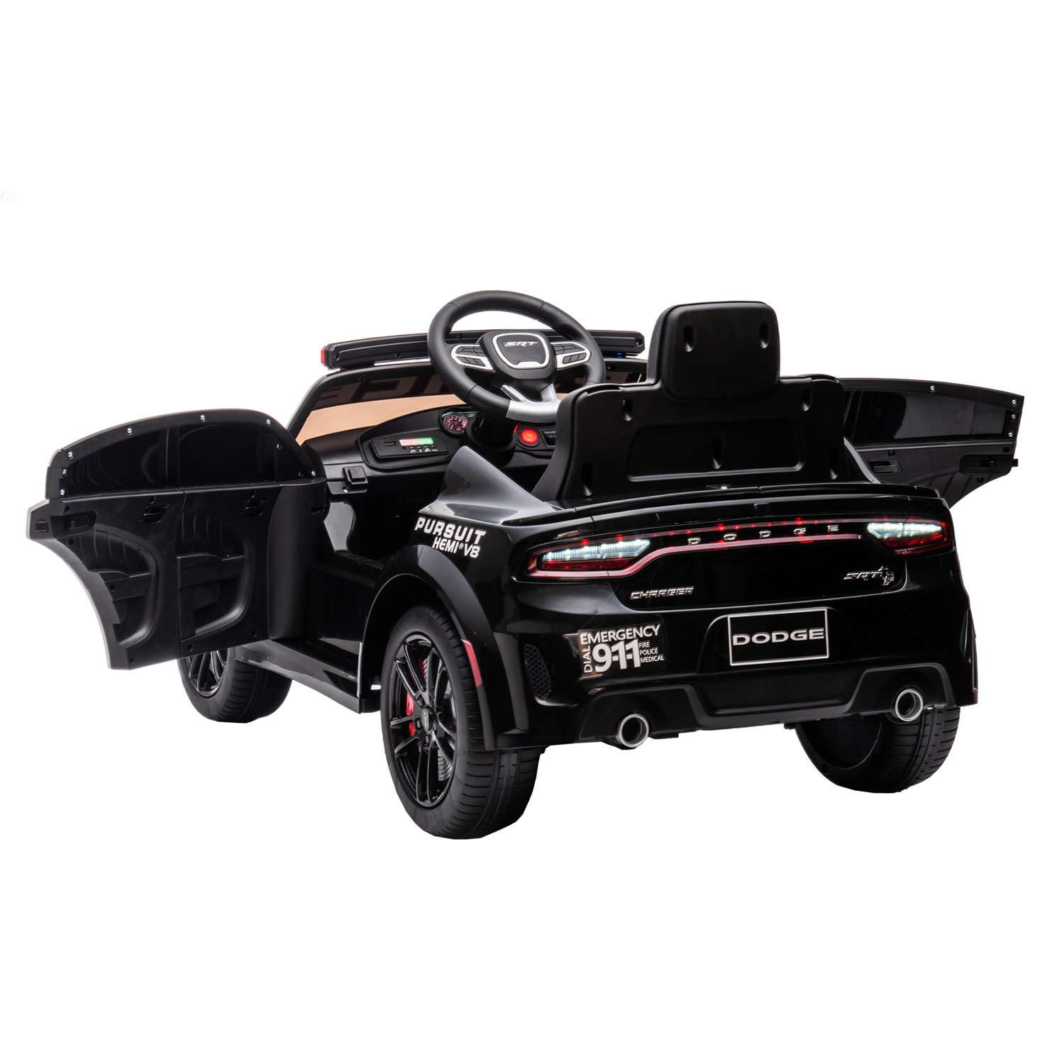 CIPACHO Licensed Dodge Charger 12V Ride On Police Car with Parents Remote Control, Black