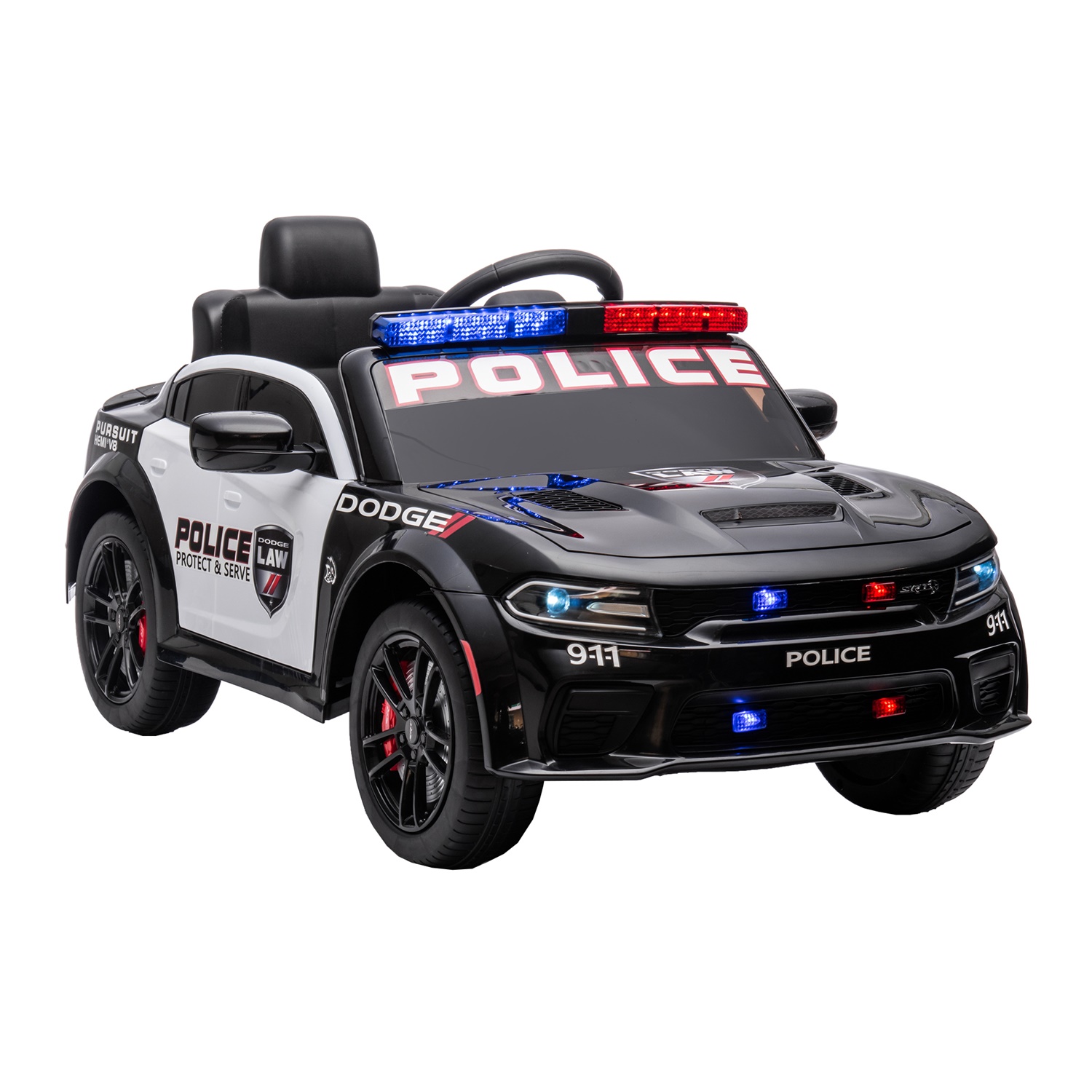 CIPACHO Licensed Dodge Charger 12V Ride On Police Car with Parents Remote Control, Black