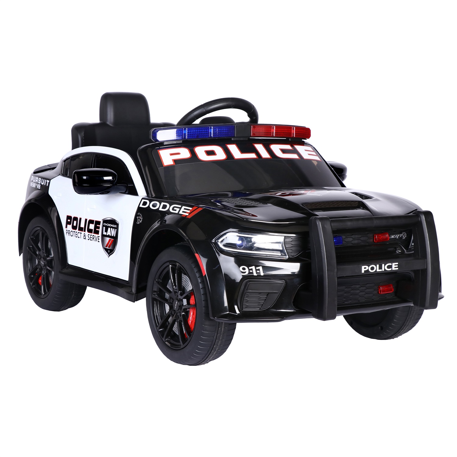 CIPACHO Licensed Dodge Charger 12V Ride On Police Car with Parents Remote Control, Black