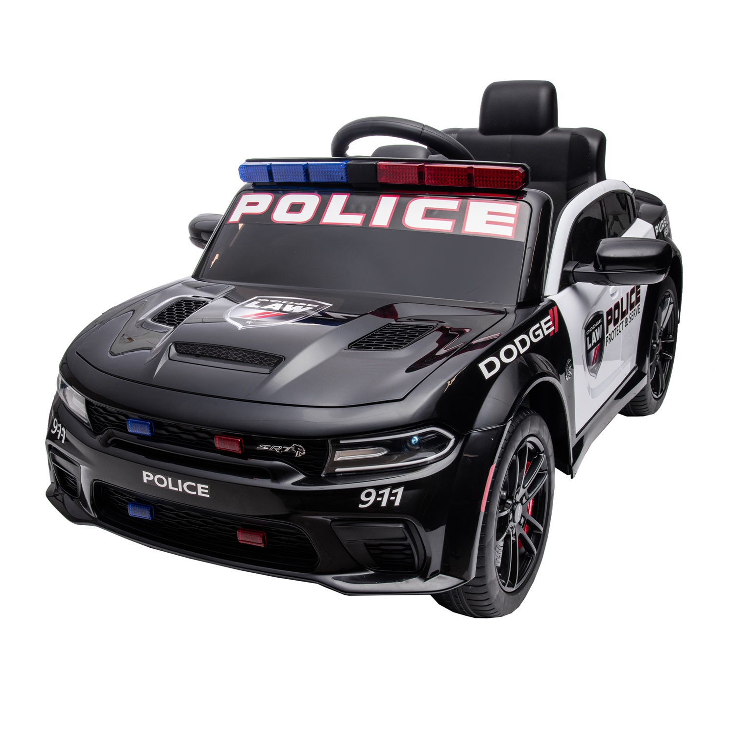 CIPACHO Licensed Dodge Charger 12V Ride On Police Car with Parents Remote Control, Black