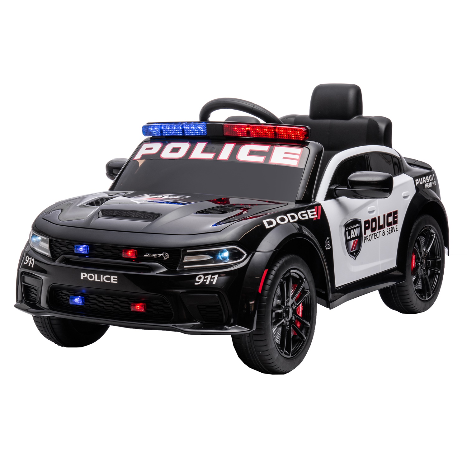 CIPACHO Licensed Dodge Charger 12V Ride On Police Car with Parents Remote Control, Black