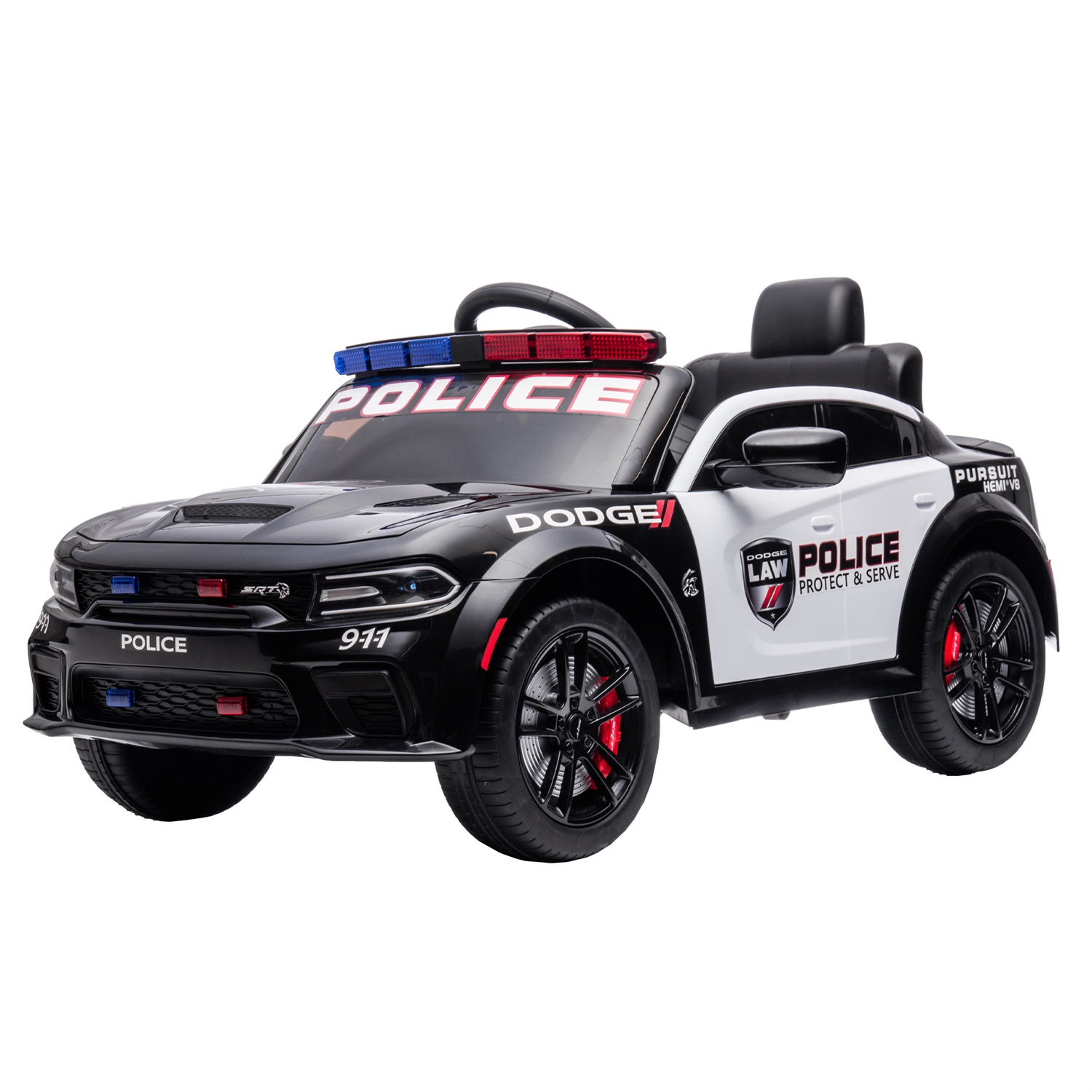 CIPACHO Licensed Dodge Charger 12V Ride On Police Car with Parents Remote Control, Black