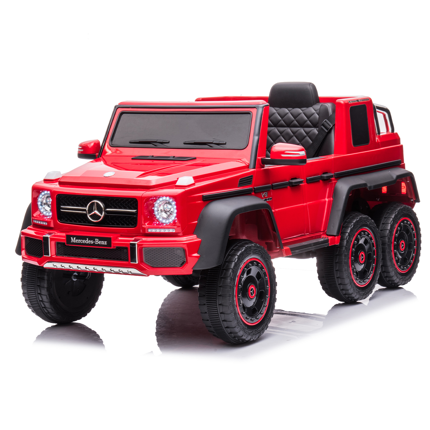 CIPACHO Licensed Mercedes-Benz Electric Car for Kids with Remote, 24V Powered Ride On Cars with 6 Wheel Shock Absorber and Leather Seat, Red