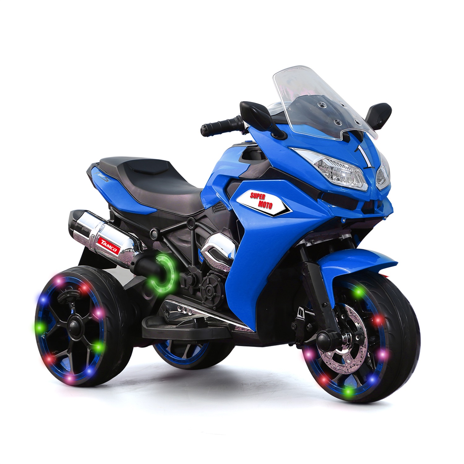 CIPACHO 12V Kids Electric Motorcycle, Electric Ride On Car Toys with 3 Lighting Wheels for Boys and Girls, Blue