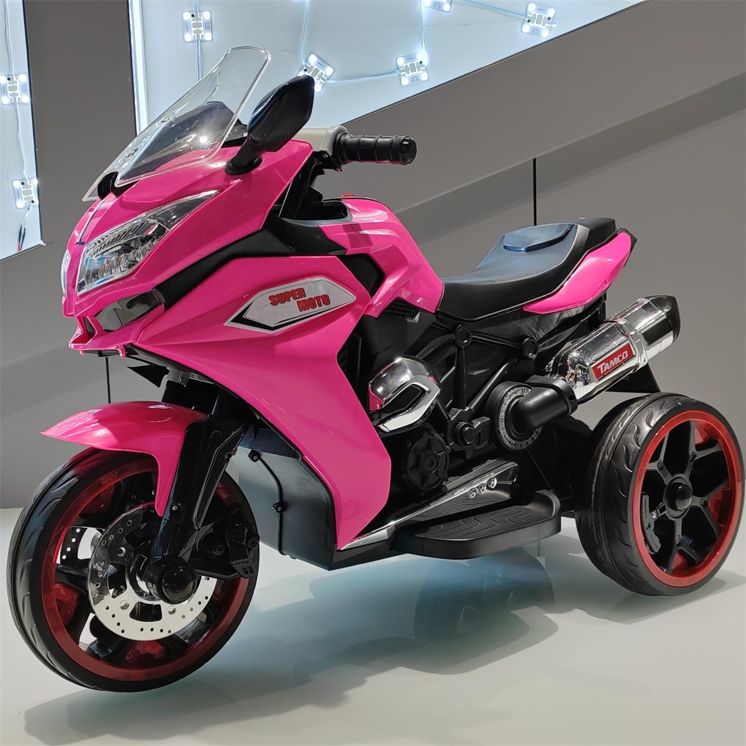 CIPACHO 12V Kids Electric Motorcycle, Electric Ride On Car Toys with 3 Lighting Wheels for Boys and Girls, Pink