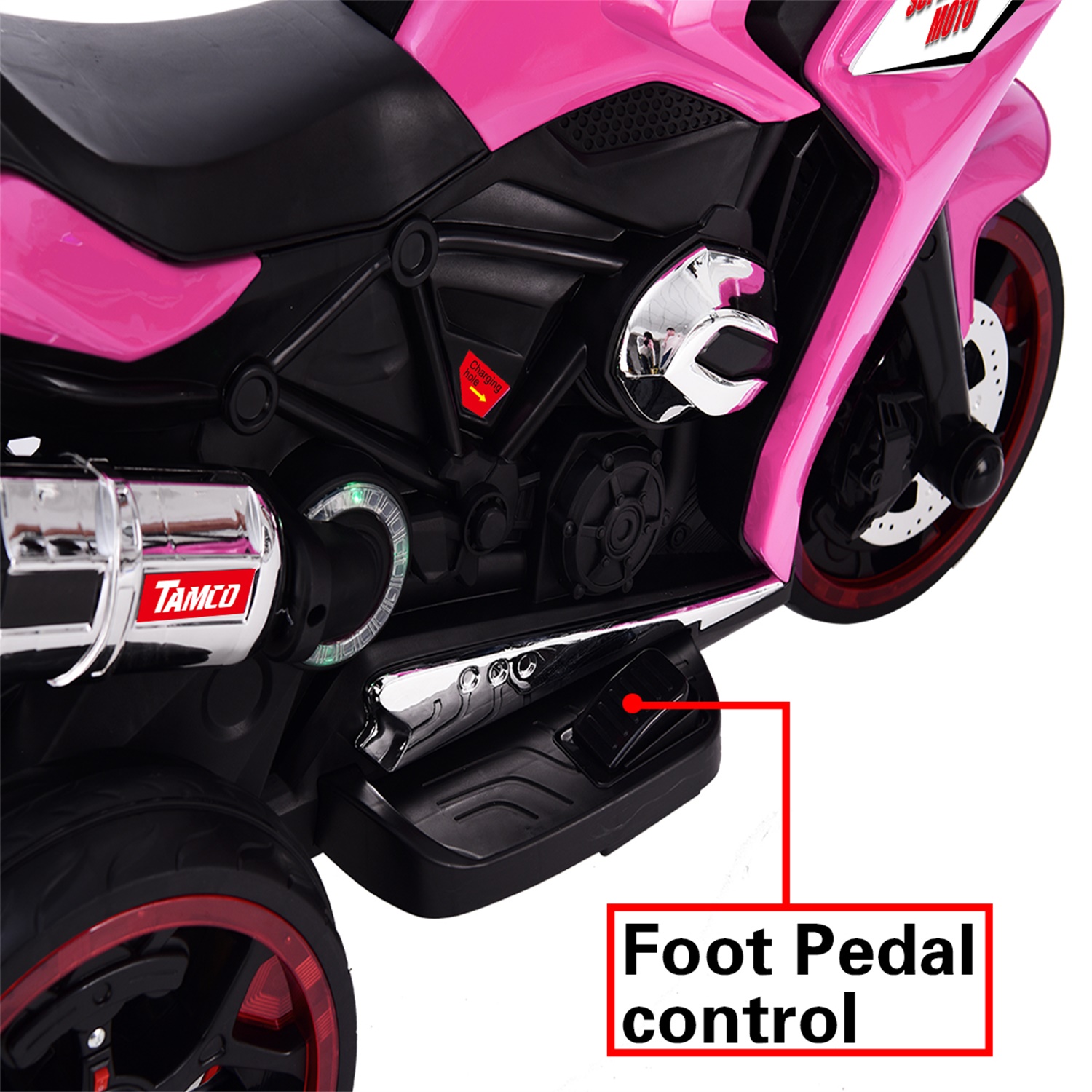 CIPACHO 12V Kids Electric Motorcycle, Electric Ride On Car Toys with 3 Lighting Wheels for Boys and Girls, Pink