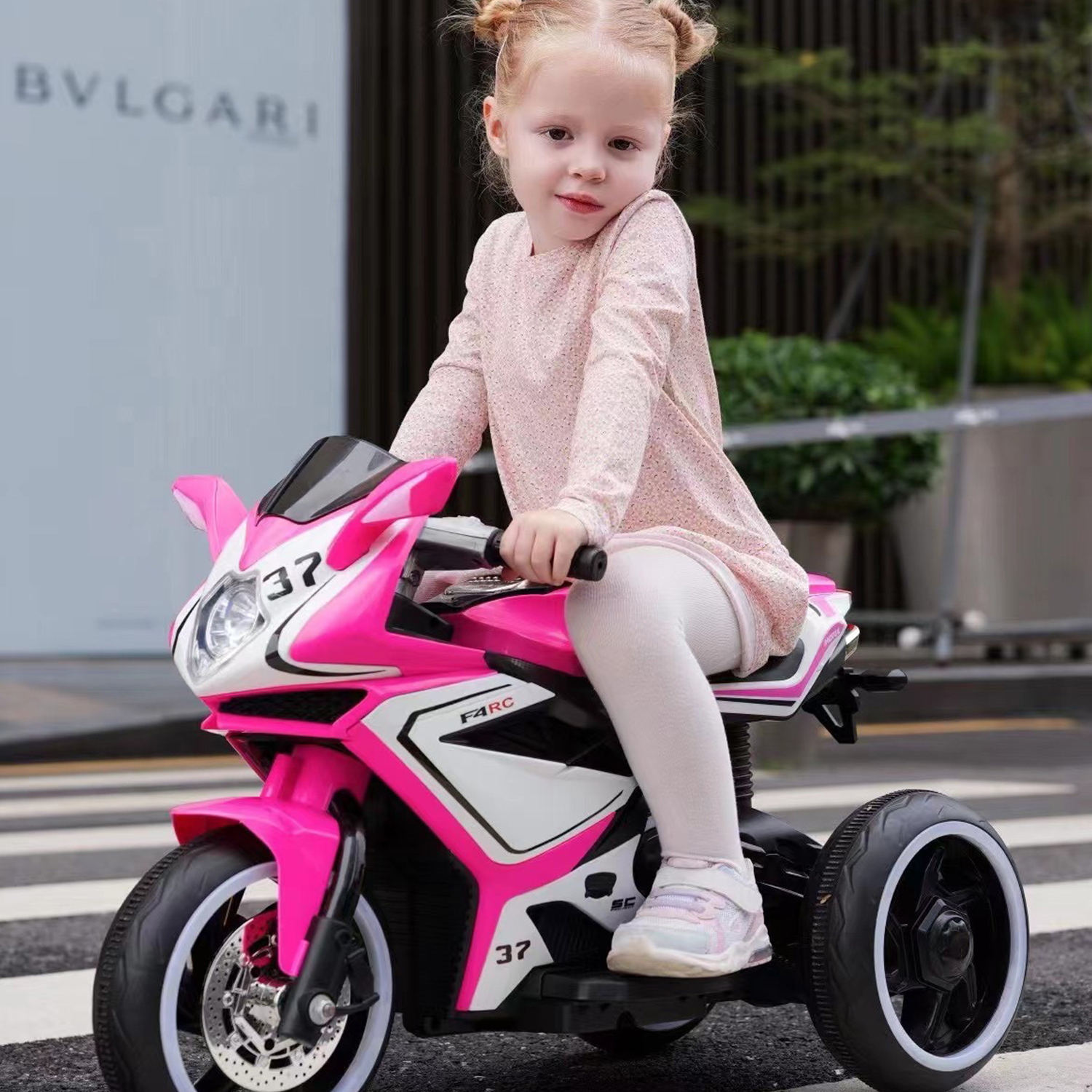 CIPACHO 6V Kids Electric Motorcycle Electric Ride On Car Toy for 3-4 Years Girl, Boys, Pink