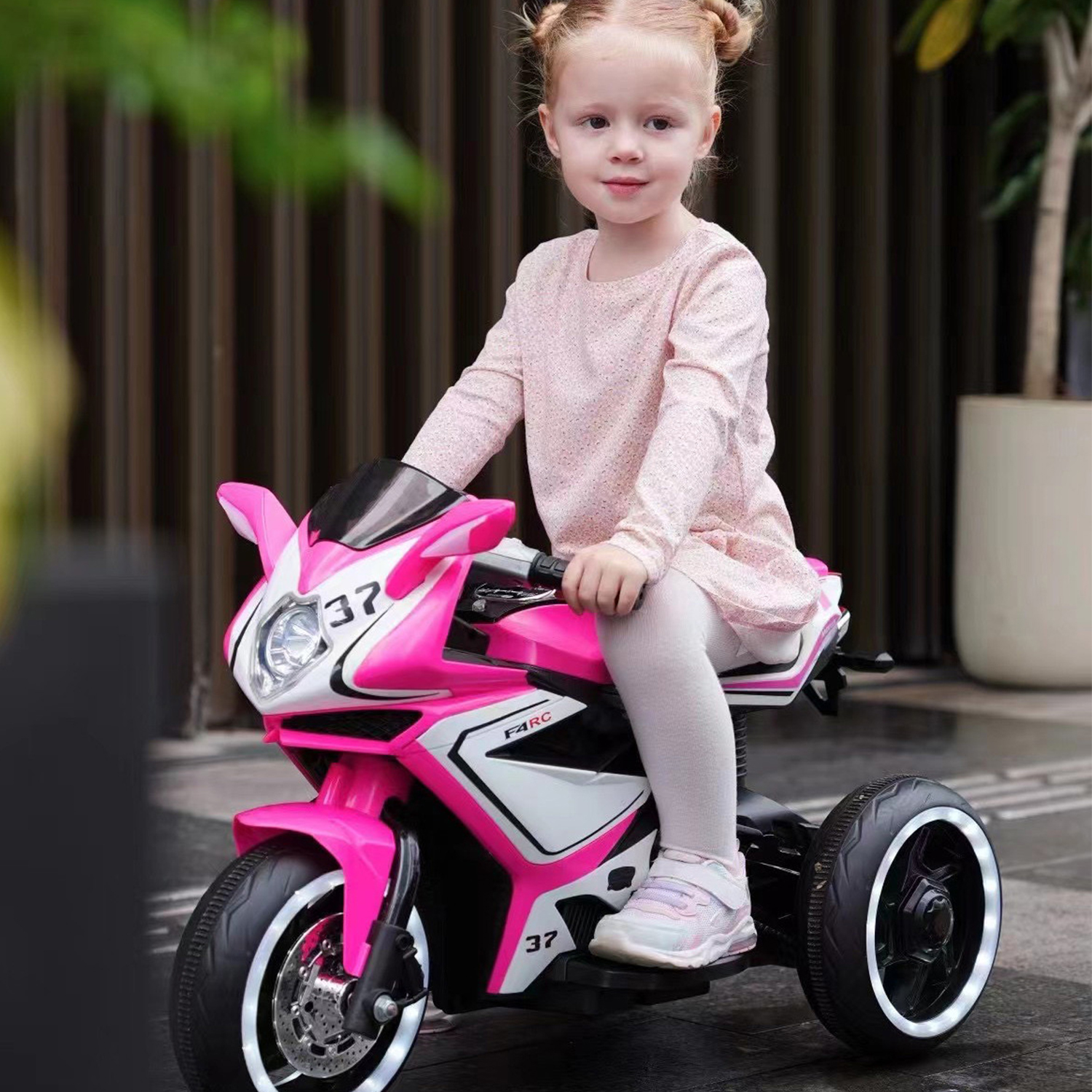 CIPACHO Kids 6V Ride On Motorcycle with Training Wheels, Working Headlights, 3mph Top Speed, Electric Car Toys for Kids, Pink