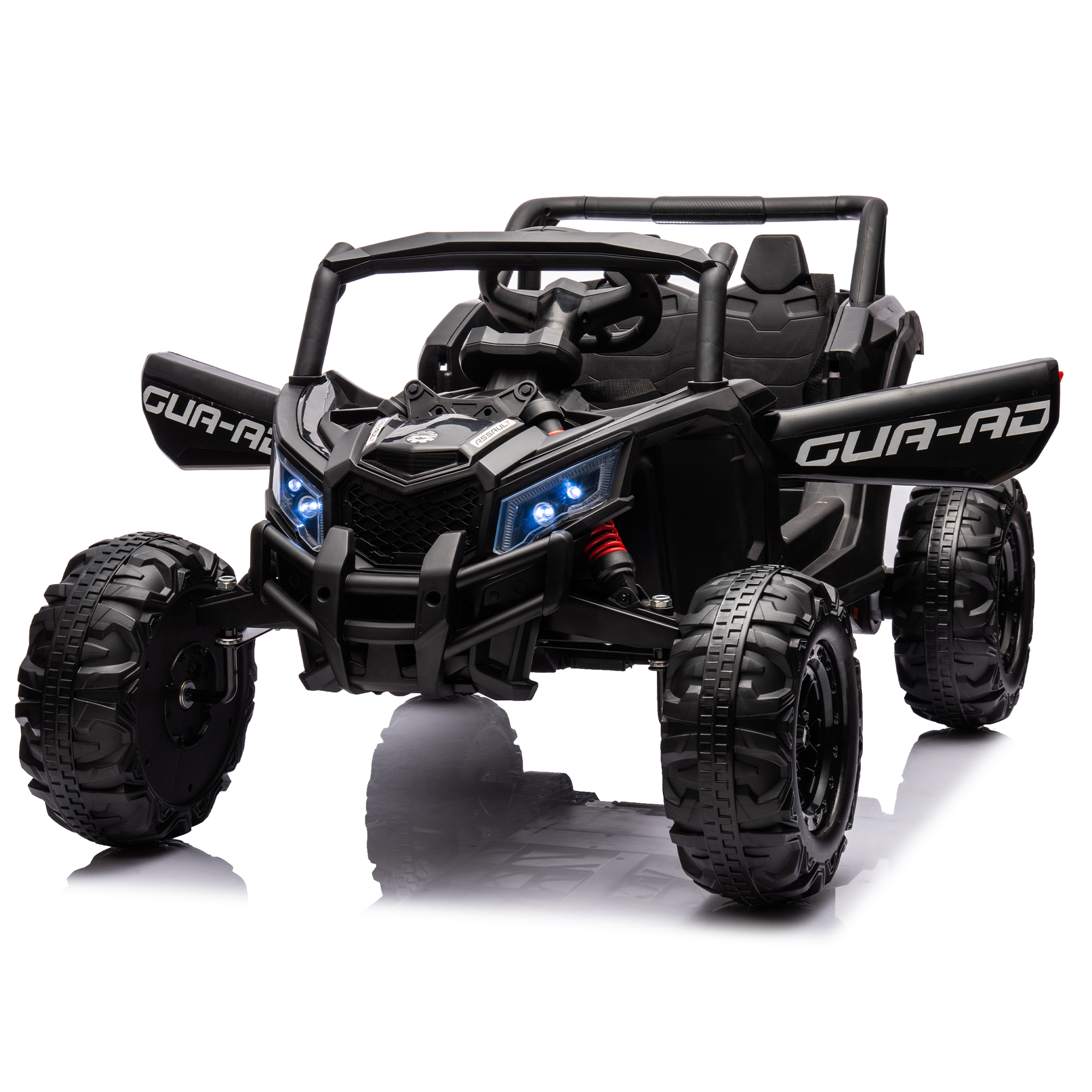 CIPACHO 12V Ride On UTV with Remote Control, Electric Kid Car with 3-Point Safety Harness, Music Player (USB Port/Volume Knob/Battery Indicator), Black