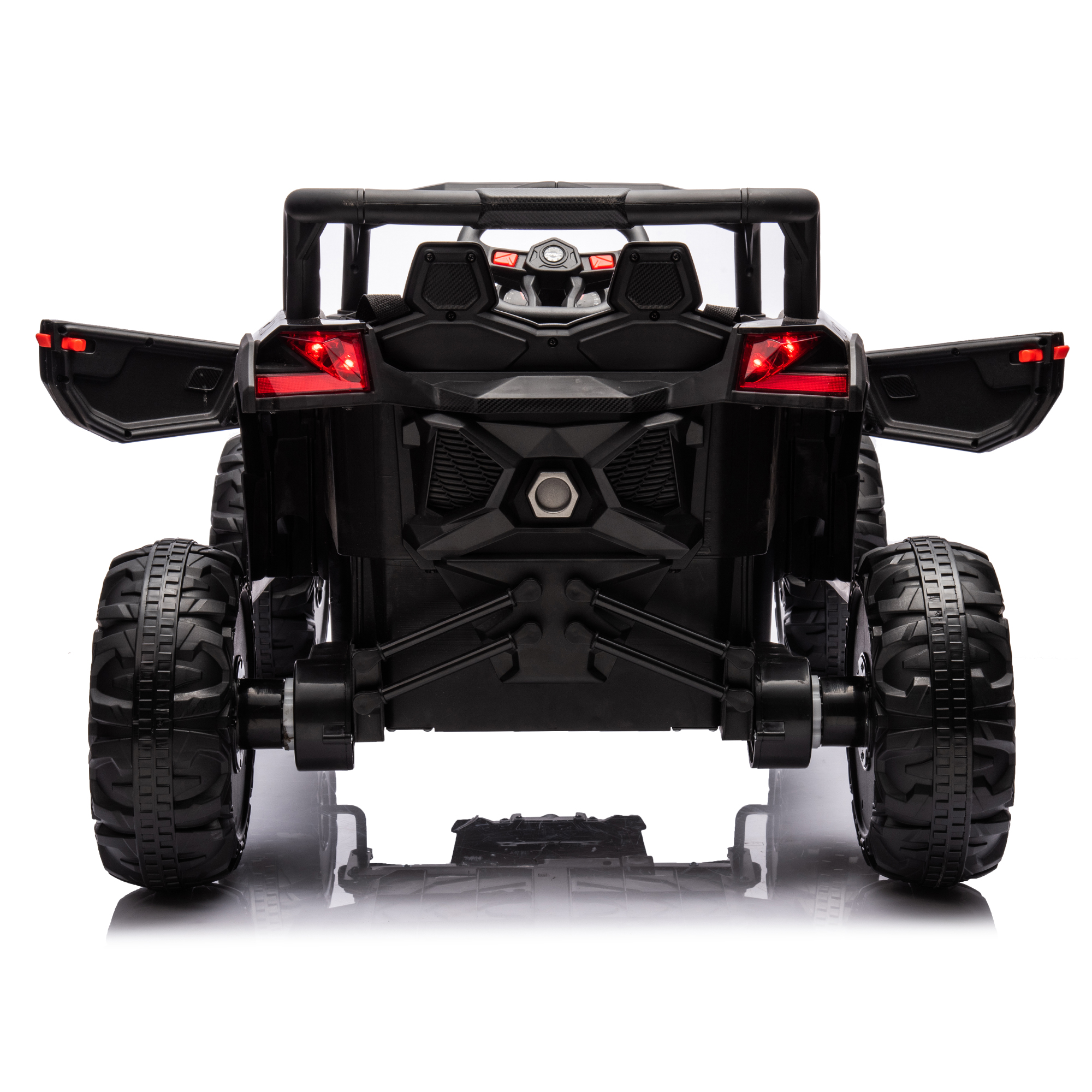 CIPACHO 12V Ride On UTV with Remote Control, Electric Kid Car with 3-Point Safety Harness, Music Player (USB Port/Volume Knob/Battery Indicator), Black