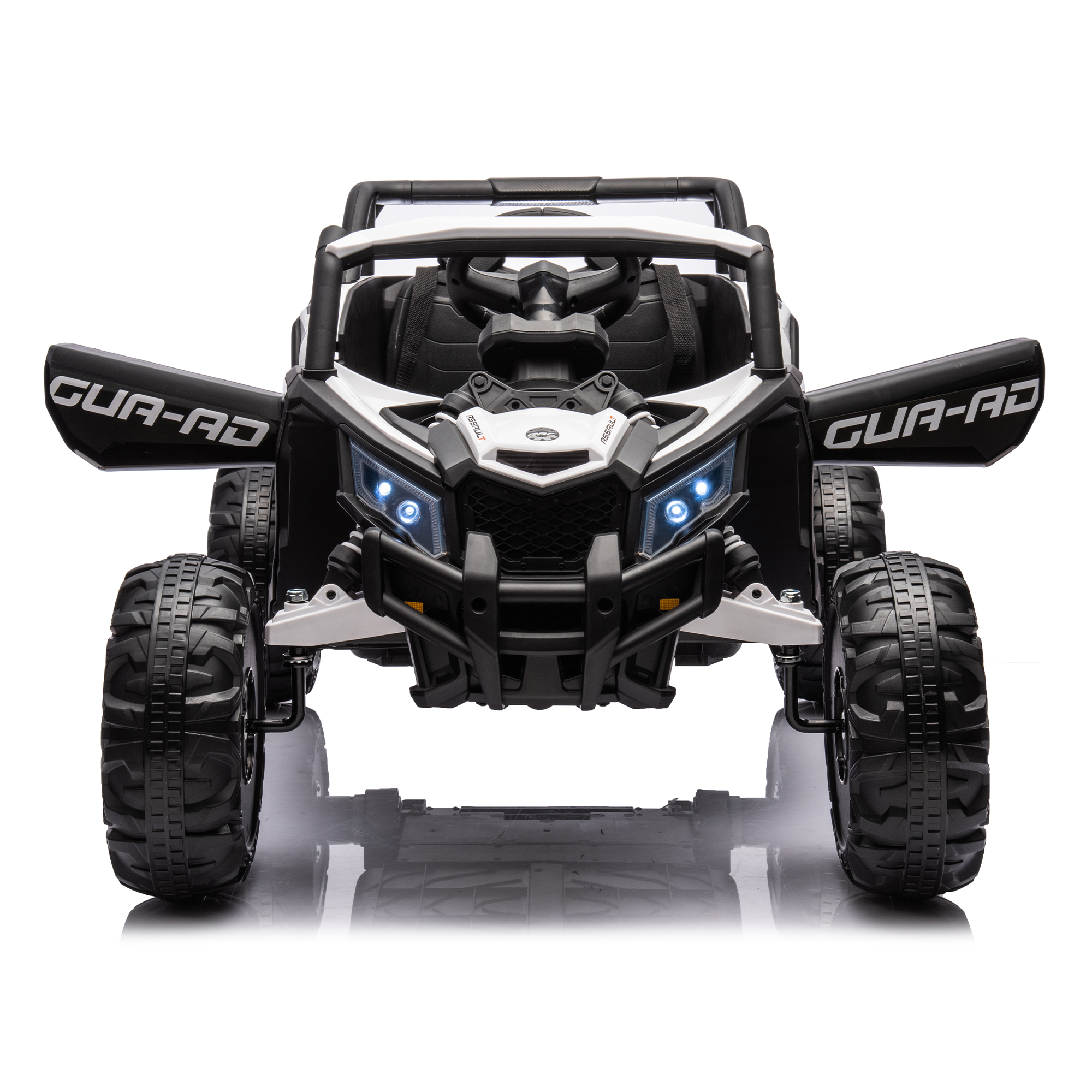 CIPACHO 12V Ride On UTV with Remote Control, Electric Kid Car with 3-Point Safety Harness, Music Player (USB Port/Volume Knob/Battery Indicator), White