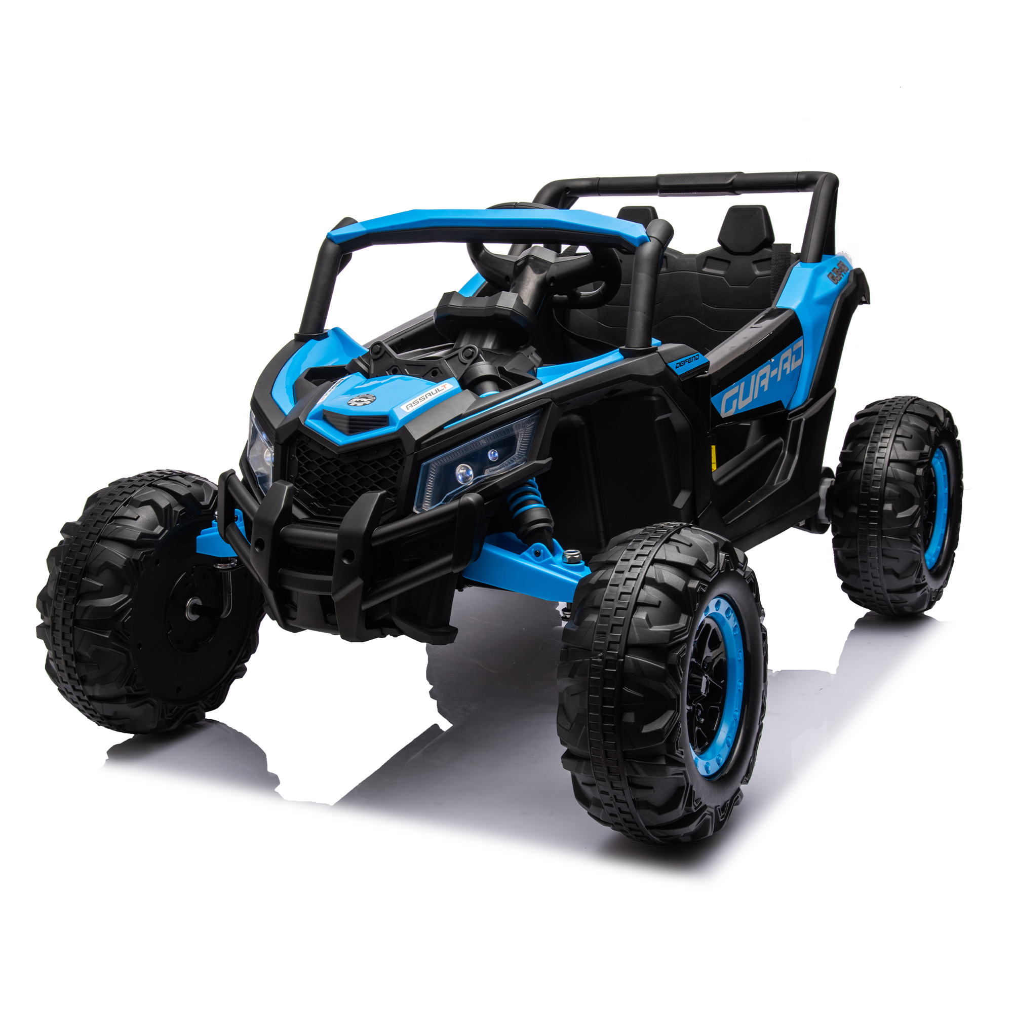 CIPACHO 12V Ride On UTV with Remote Control, Electric Kid Car with 3-Point Safety Harness, Music Player (USB Port/Volume Knob/Battery Indicator), Blue