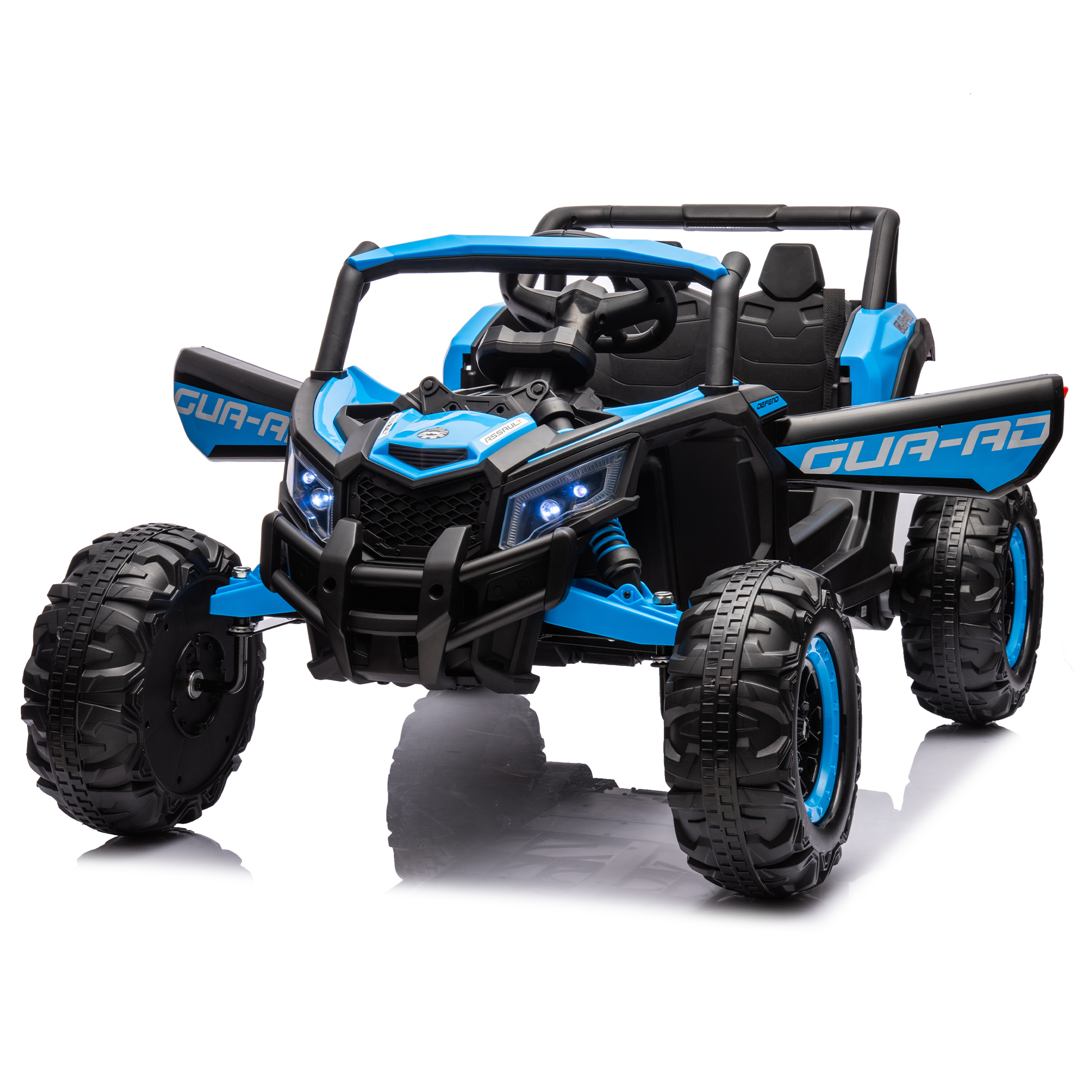 CIPACHO 12V Ride On UTV with Remote Control, Electric Kid Car with 3-Point Safety Harness, Music Player (USB Port/Volume Knob/Battery Indicator), Blue