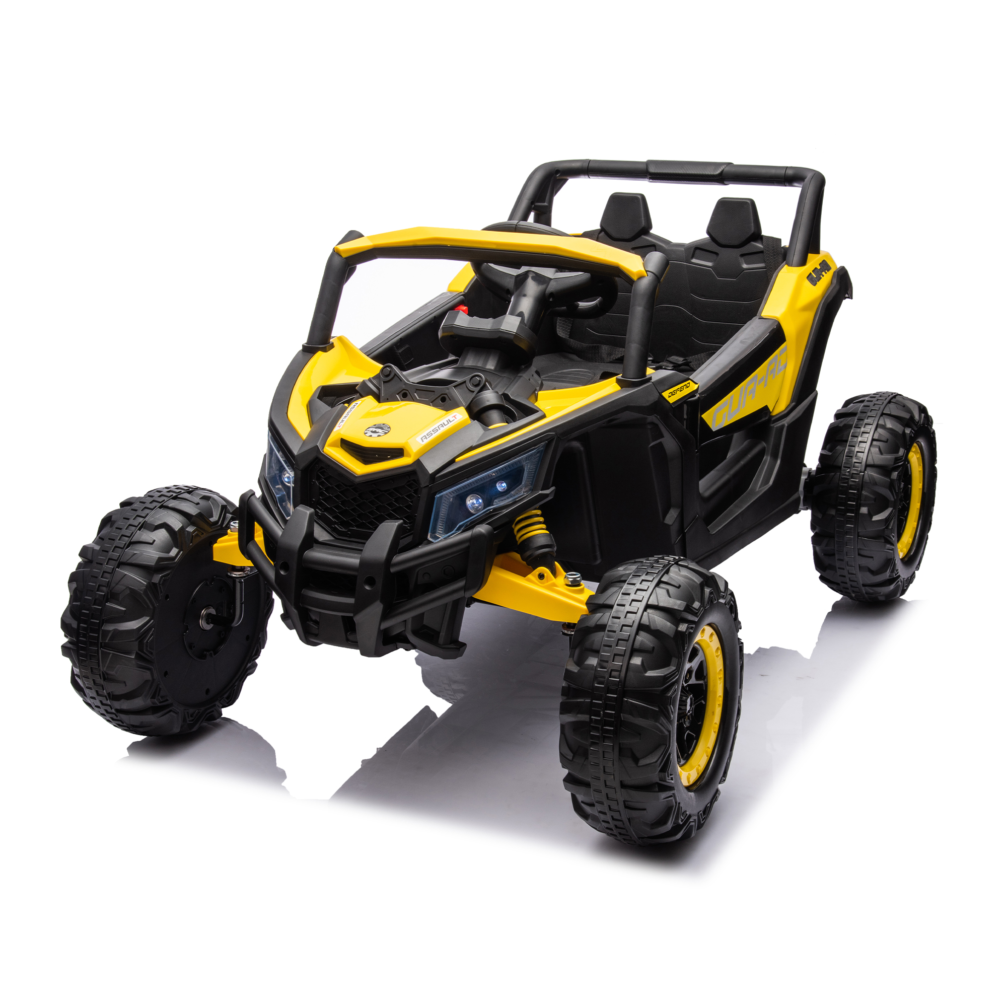 CIPACHO 12V Ride On UTV with Remote Control, Electric Kid Car with 3-Point Safety Harness, Music Player (USB Port/Volume Knob/Battery Indicator), Yellow