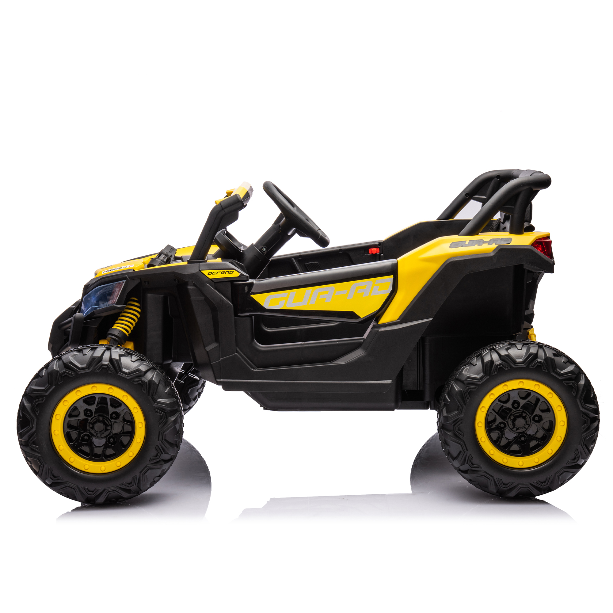 CIPACHO 12V Ride On UTV with Remote Control, Electric Kid Car with 3-Point Safety Harness, Music Player (USB Port/Volume Knob/Battery Indicator), Yellow