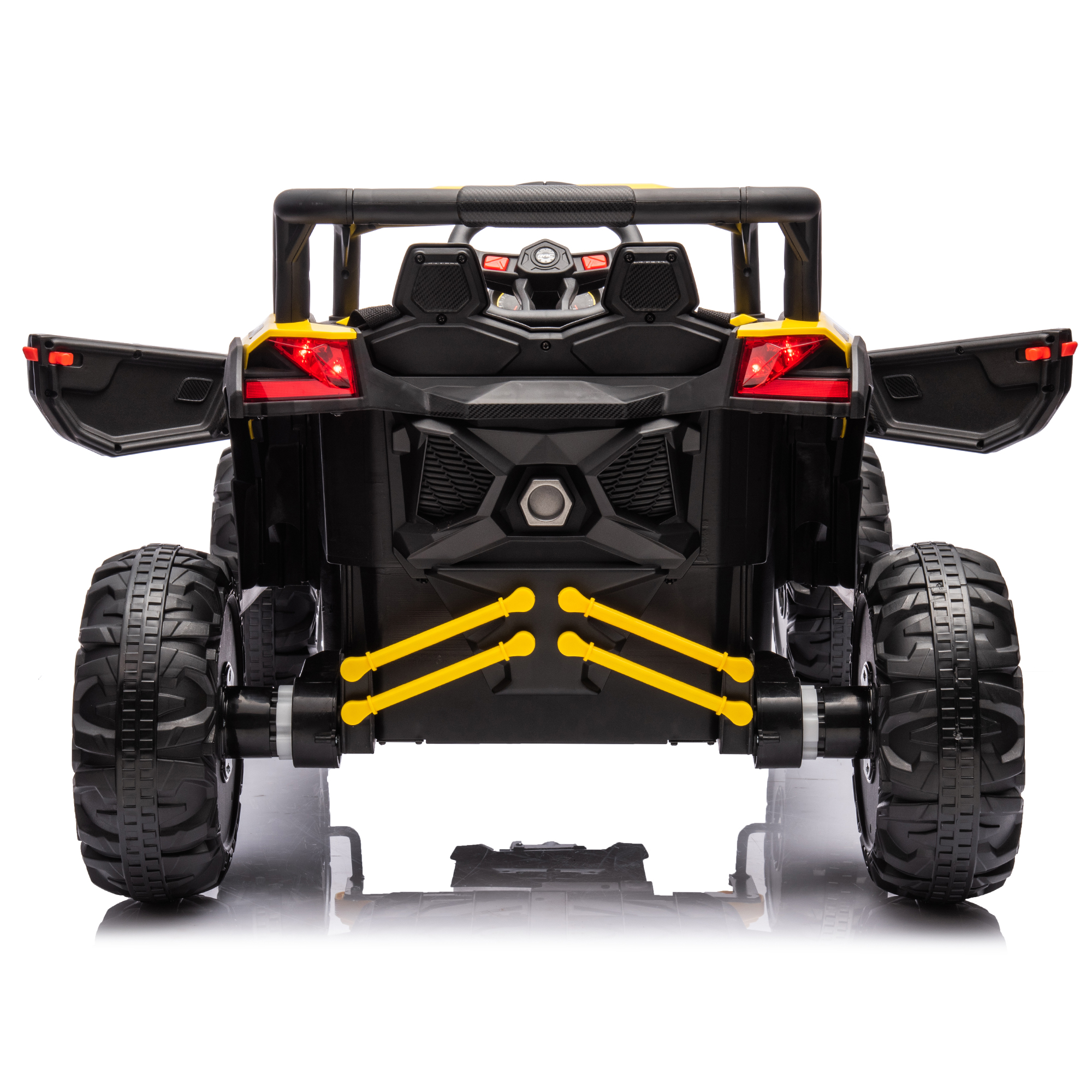 CIPACHO 12V Ride On UTV with Remote Control, Electric Kid Car with 3-Point Safety Harness, Music Player (USB Port/Volume Knob/Battery Indicator), Yellow