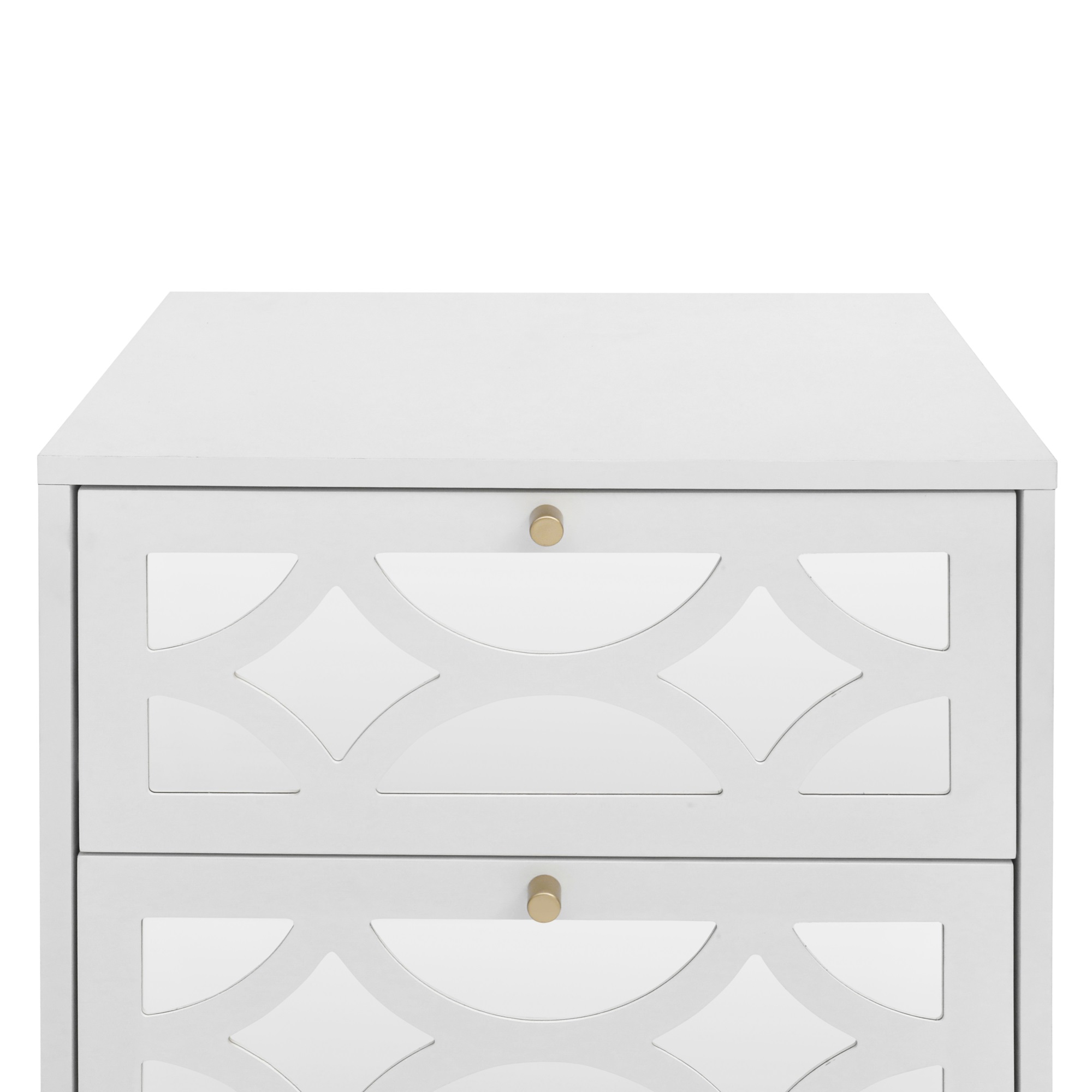 Spaco Modern Mirrored Nightstand with 2 Drawers for Bedroom Furniture Storage Bedside Table, White