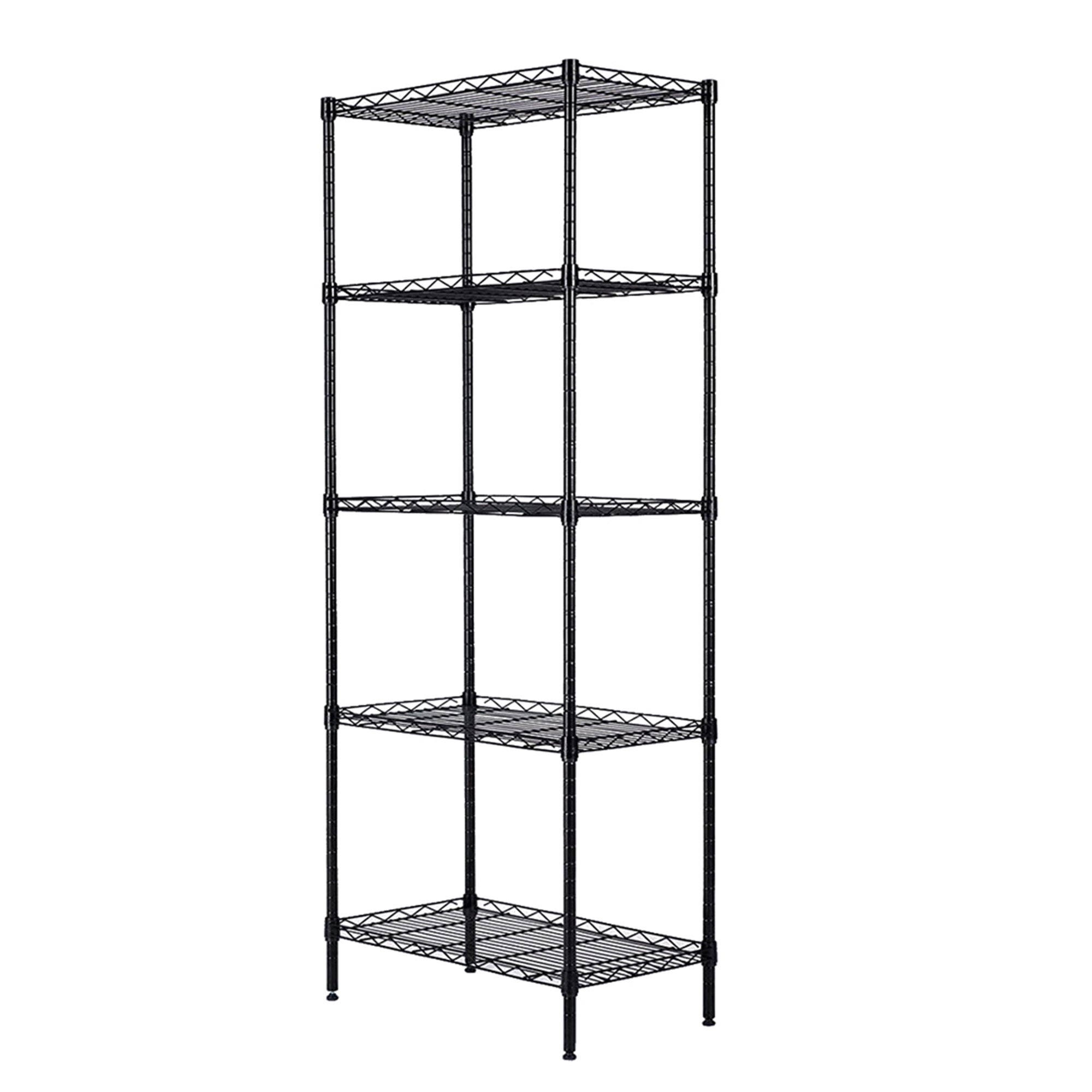 Spaco 59.06" 5-Tier Wire Shelving Adjustable Metal Storage Shelves Heavy Duty Shelf Standing Kitchen Rack, Black