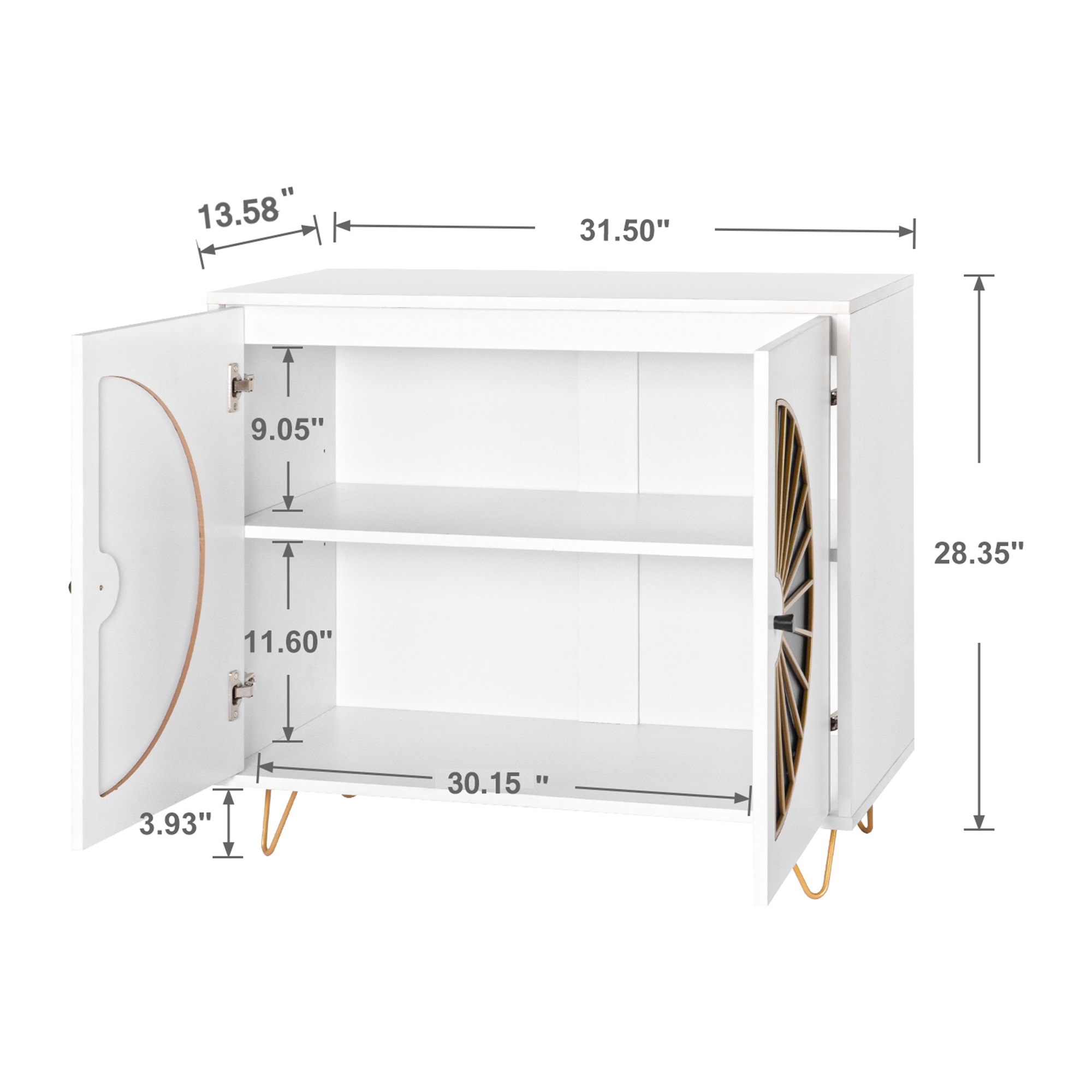 Spaco Mid-Century Storage Cabinet with 2 Door Accent Kitchen Organizer Sideboard Entryway Console, White