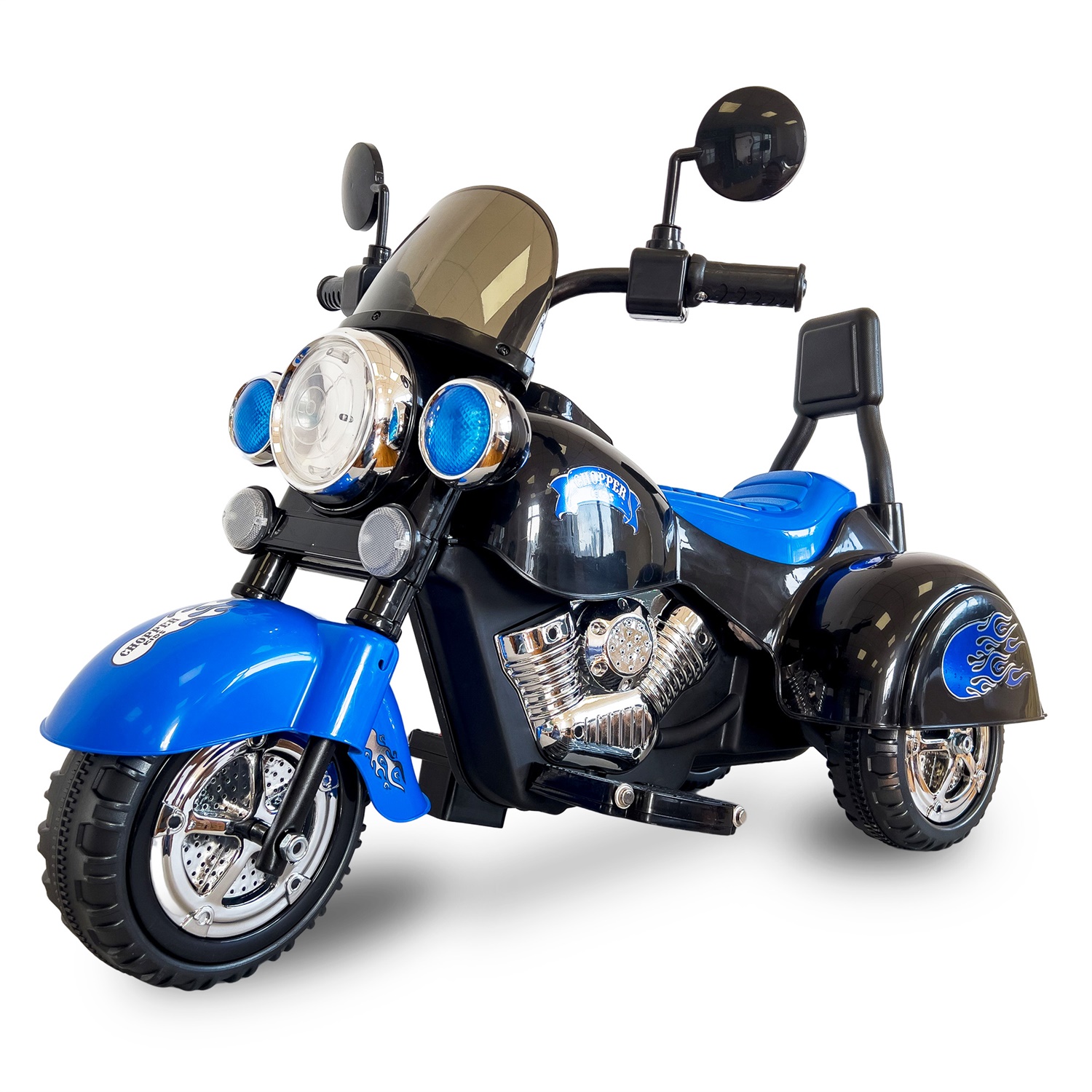 CIPACHO 6V Powered Ride Ons Motorcycle Harley, 3-Wheel Chopper Motorbike with LED Colorful Headlights for Boys Girls, Blue