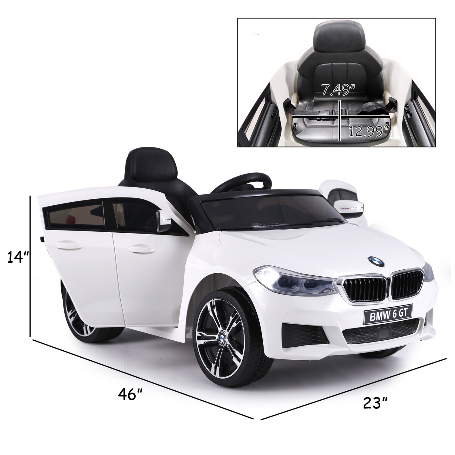 CIPACHO 12V BMW GT Licensed Cars for Kids, Powered 4 Wheels Motorized Vehicles Children Toys, 2 Speeds, White