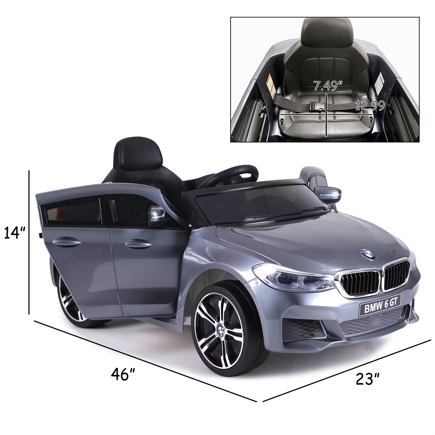 CIPACHO 12V Powered Ride On Car, Licensed BMW GT Electric Car for Kids, Luxury Ride on Toys, Gray