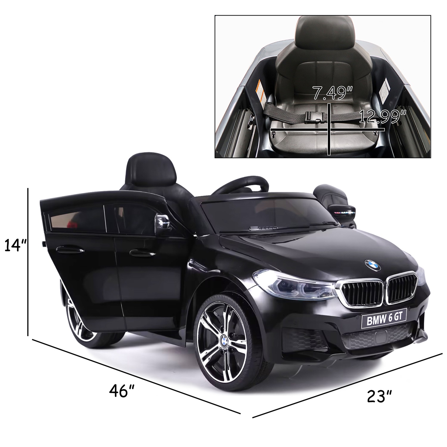 CIPACHO 12V BMW GT Licensed Cars for Kids, Powered 4 Wheels Motorized Vehicles Children Toys, 2 Speeds, Black