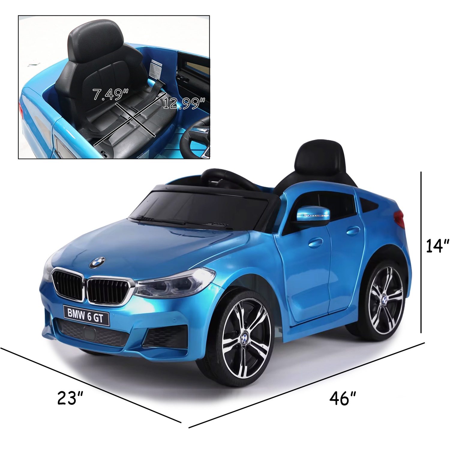 CIPACHO 12V BMW GT Licensed Cars for Kids, Powered 4 Wheels Motorized Vehicles Children Toys, 2 Speeds, Blue