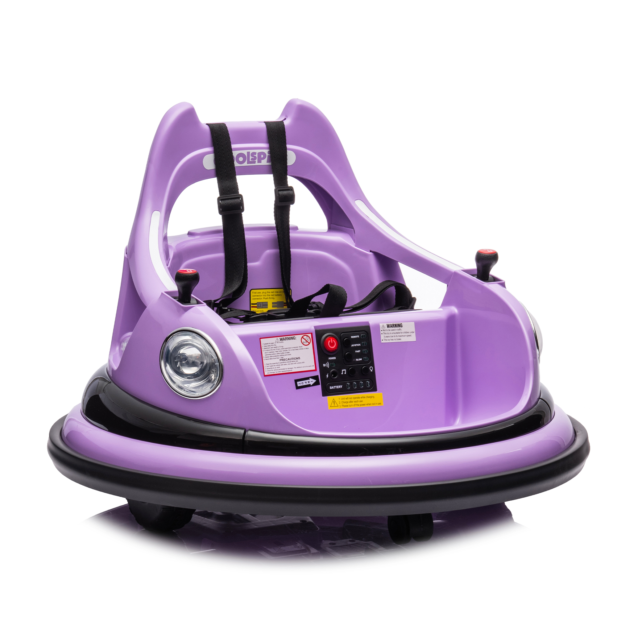 CIPACHO 12V Electric Ride On Bumper Car for Kids and Toddlers 1.5-5 Years Old, Baby Bumping Toy Gifts with Remote Control, 360 Degree Spin, Purple