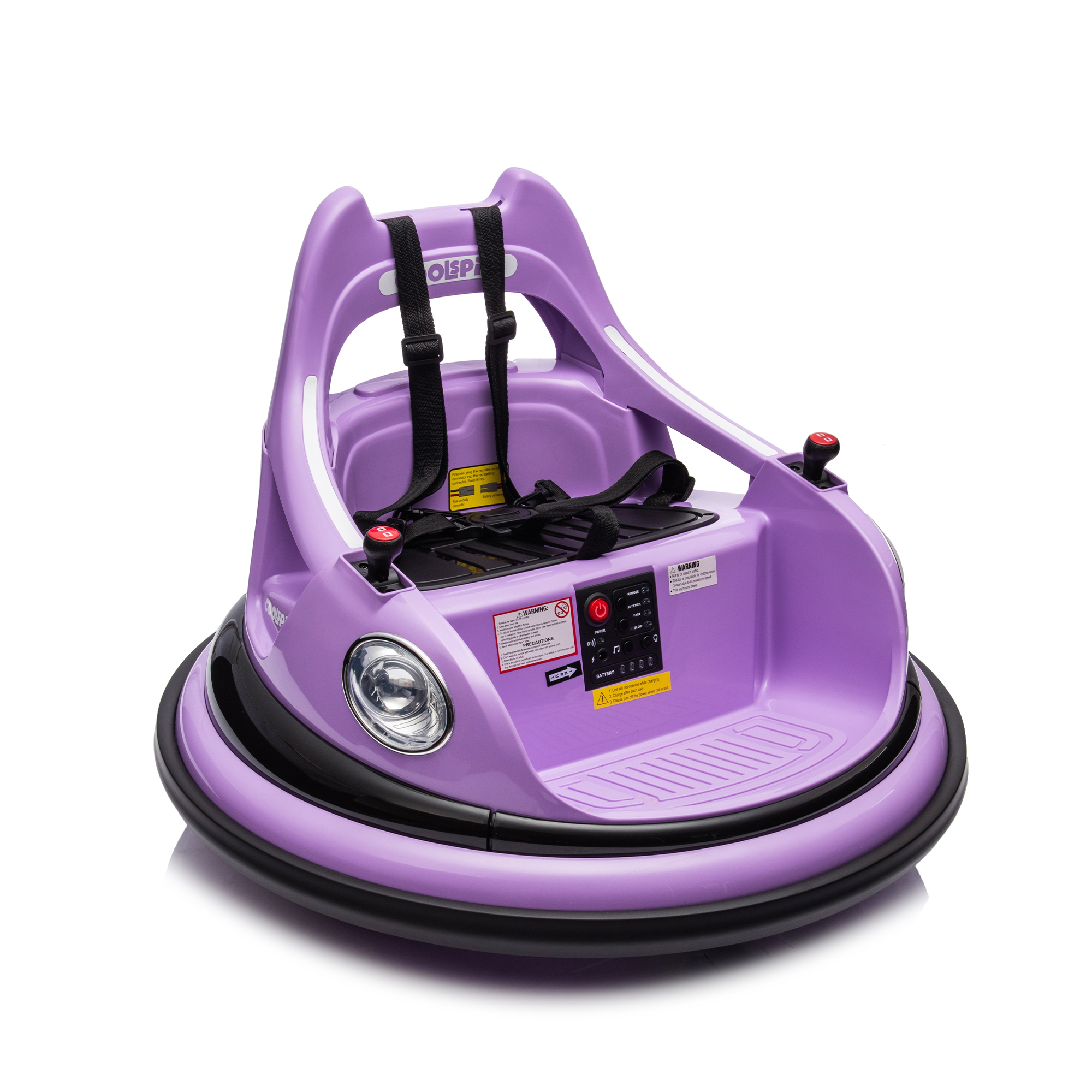 CIPACHO 12V Electric Ride On Bumper Car for Kids and Toddlers 1.5-5 Years Old, Baby Bumping Toy Gifts with Remote Control, 360 Degree Spin, Purple