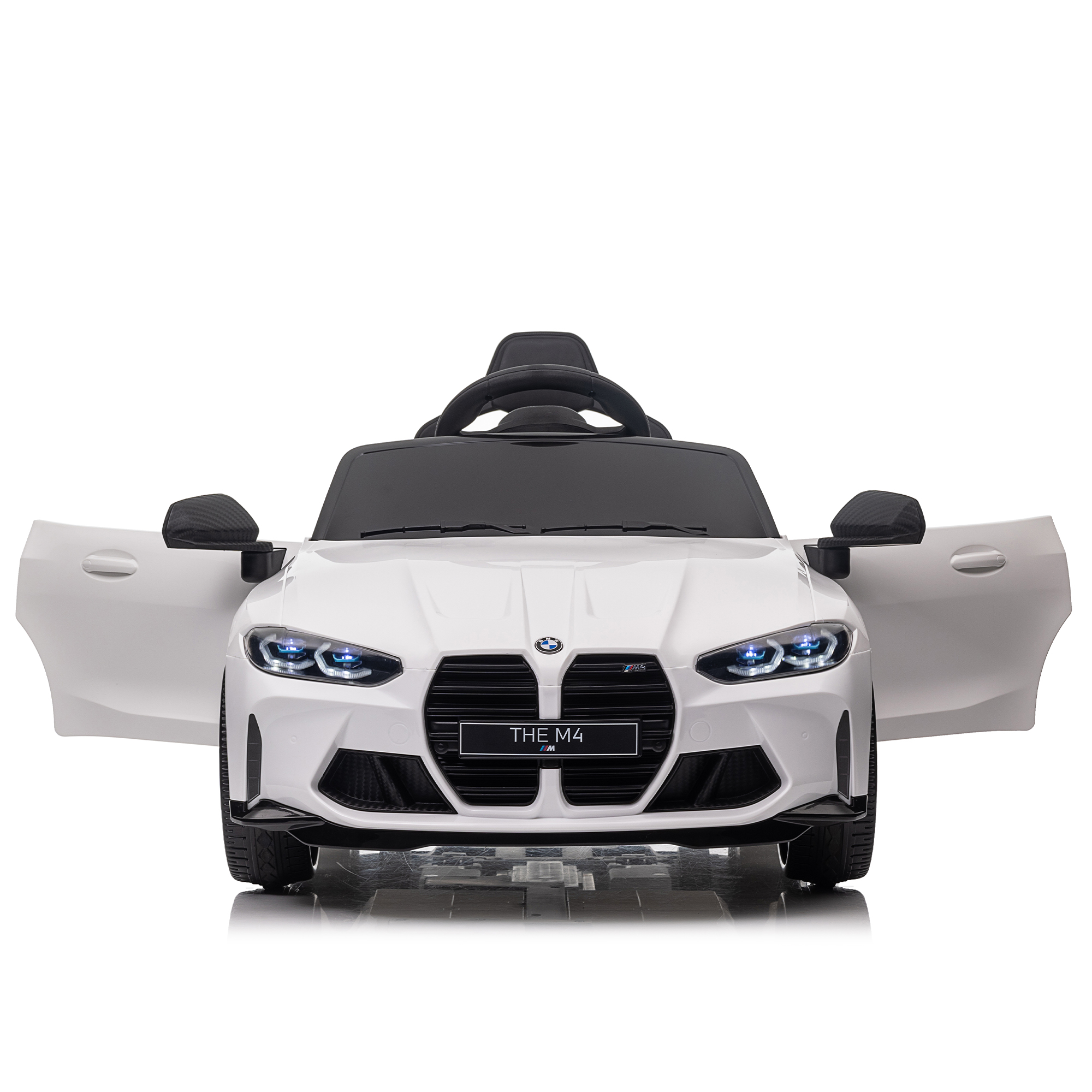 CIPACHO BMW M4 12V Kids Ride On Car with 2.4G Parents Remote Control, Three Speed Adjustable, Electric Car Toy with Power Display, USB, MP3, Bluetooth, White