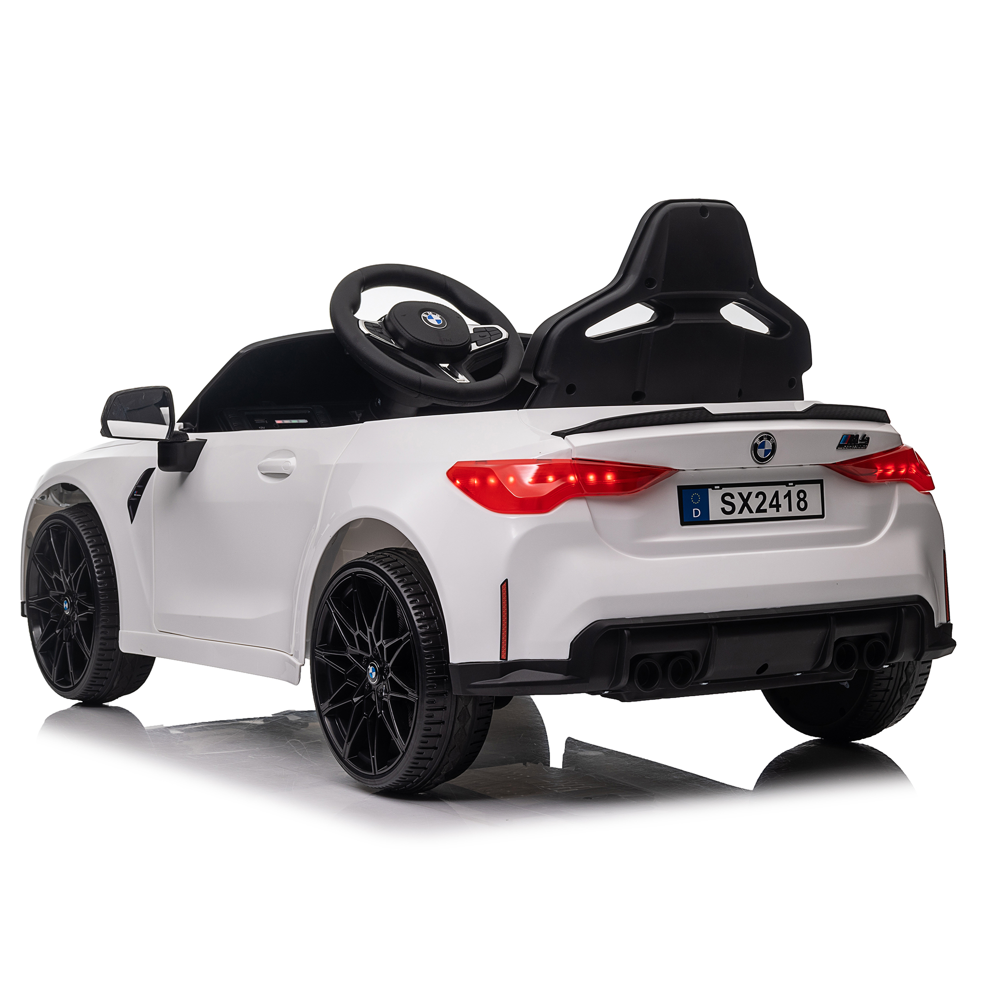 CIPACHO BMW M4 12V Kids Ride On Car with 2.4G Parents Remote Control, Three Speed Adjustable, Electric Car Toy with Power Display, USB, MP3, Bluetooth, White