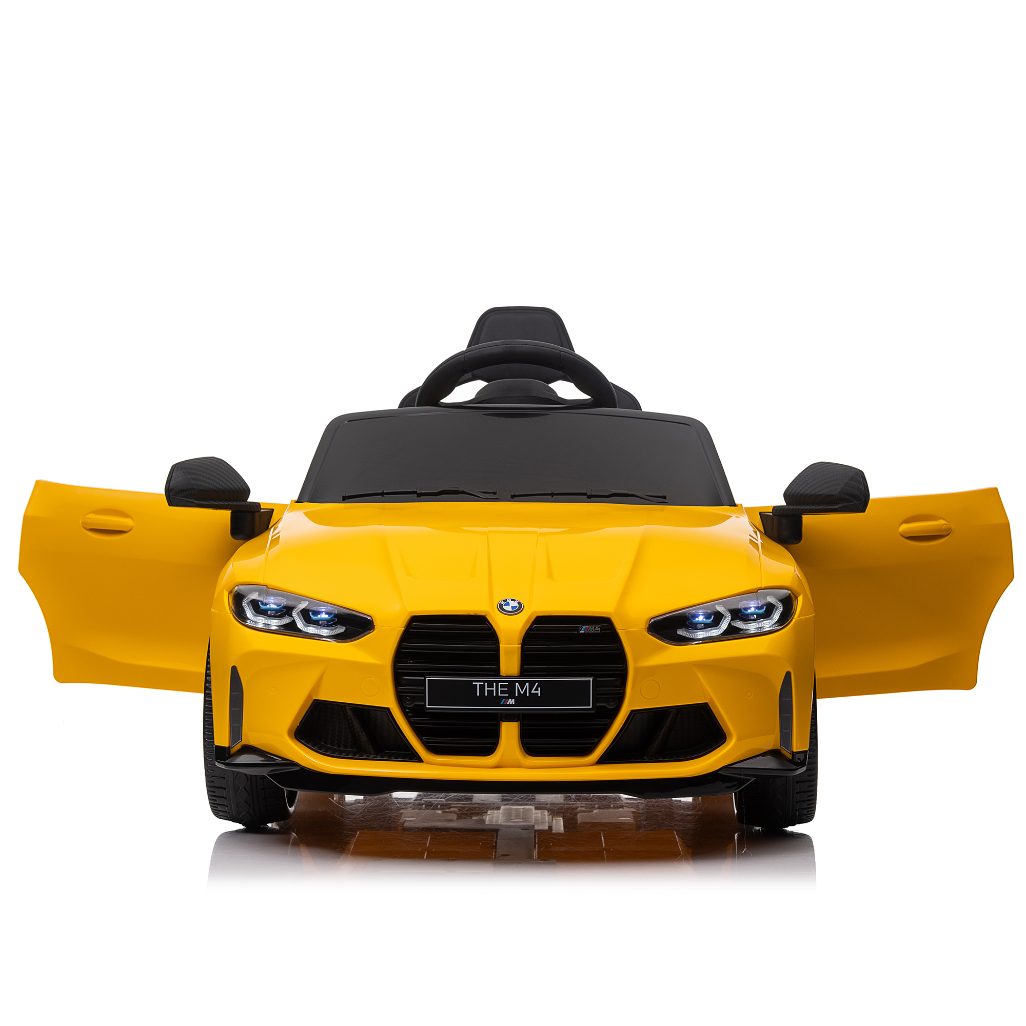 CIPACHO BMW M4 12V Kids Ride On Car with 2.4G Parents Remote Control, Three Speed Adjustable, Electric Car Toy with Power Display, USB, MP3, Bluetooth, Yellow